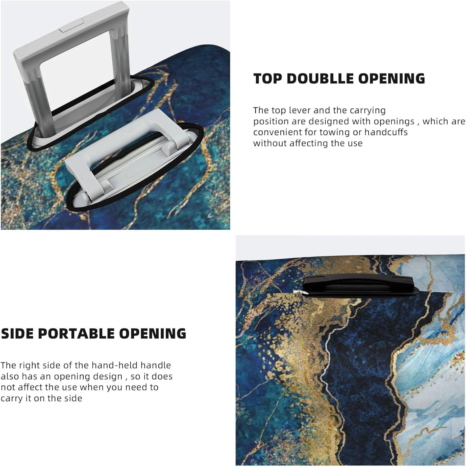 Obabo Grape Travel Luggage Cover,Washable Suitcase Cover Protector Anti-Scratch Suitcase Cover Fits 18-32 In, Marble Navy Blue Mixed, M image number 1