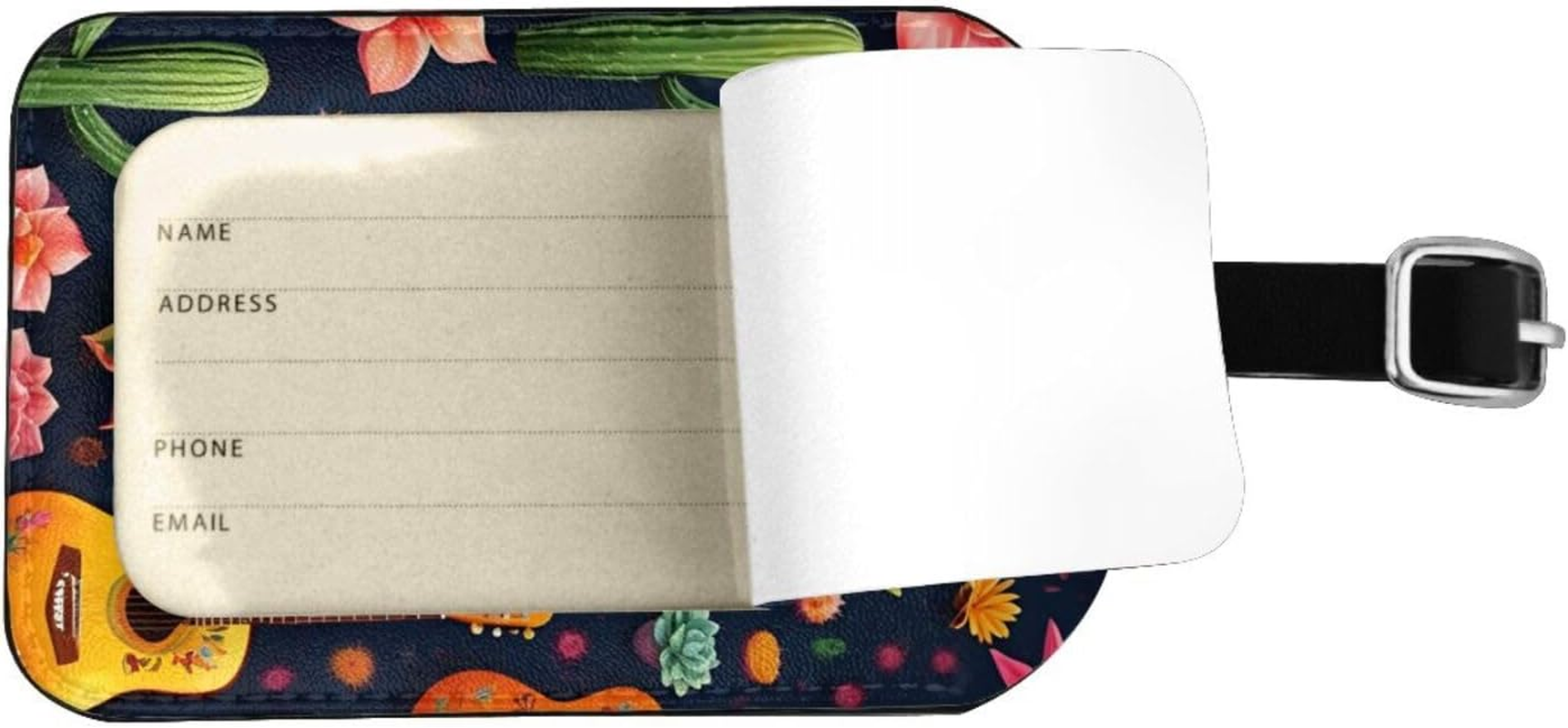 Lotus and Candles Guitar Print Elegant Tag Stylish Tag Luggage Tag 4.3 X 2.76 Inch for Suitcases Travel Bags image number 1