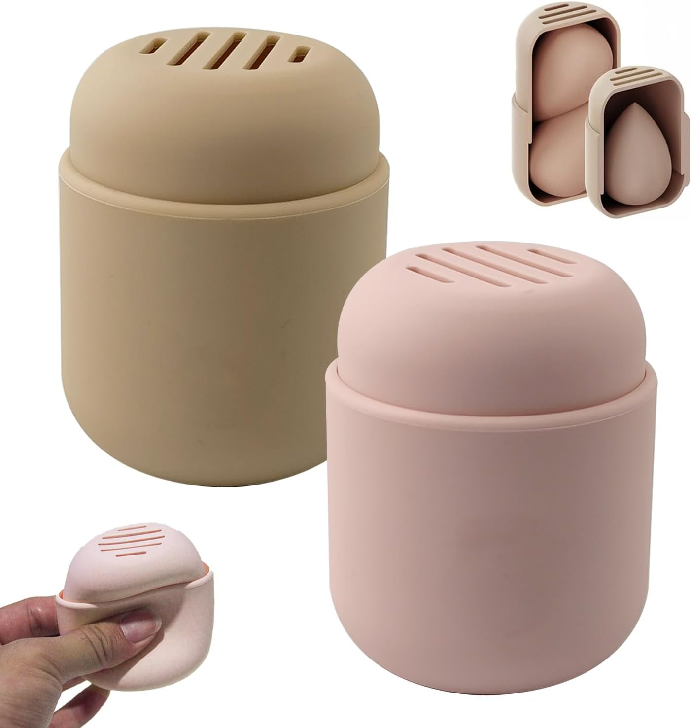 Qianqiao 2 Pieces Makeup Sponge Holder, Silicone Beauty Sponge Box, Breathable and Dust-Proof, Fast Drying, Easy to Carry, Suitable for Travel and Home Use image number 2