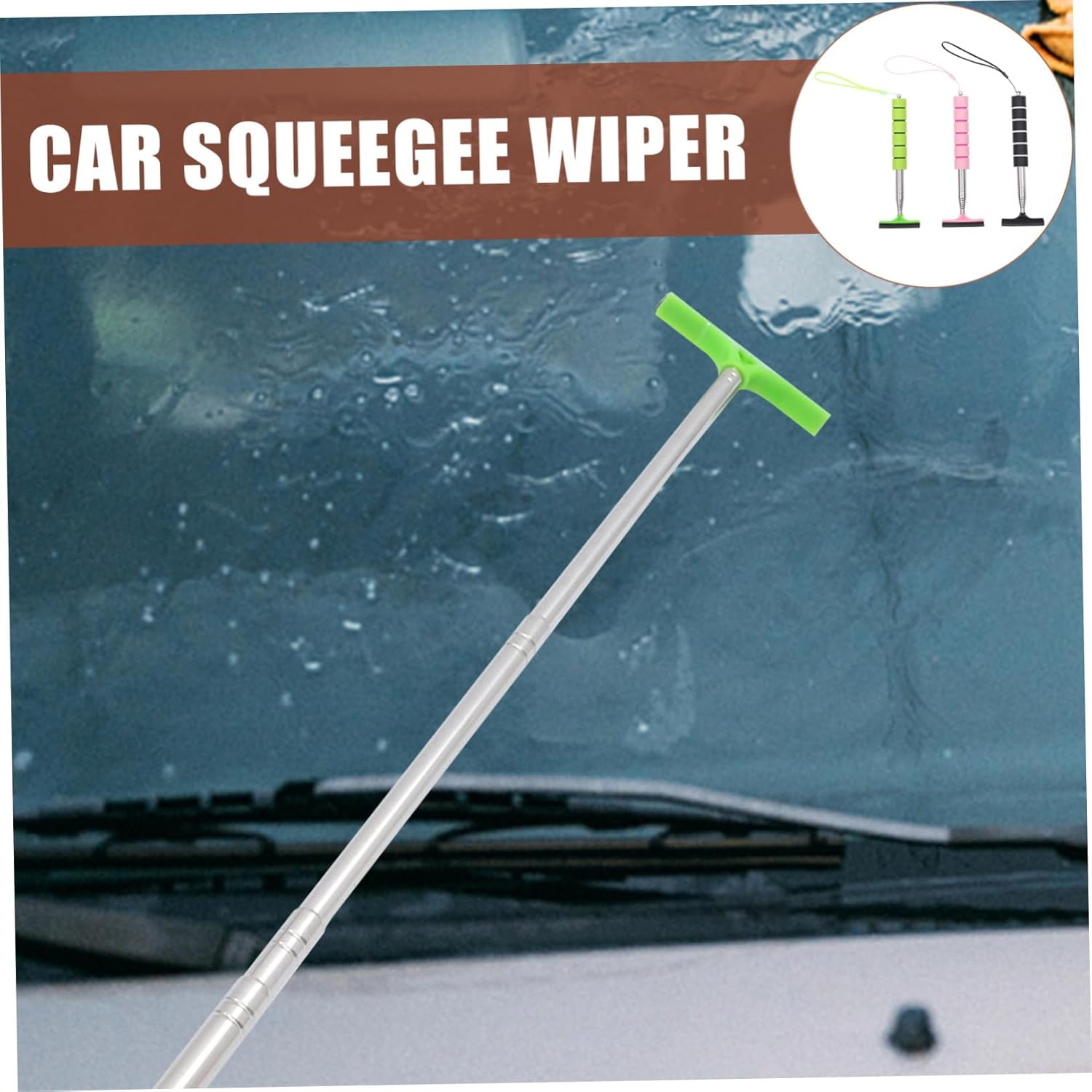 FOYTOKI Car Window Cleaner Tool Squeegee 3Pcs Set Telescopic Mini Windshield Wiper for Rearview Mirror Automotive Exterior Care Portable Cleaning Brushes