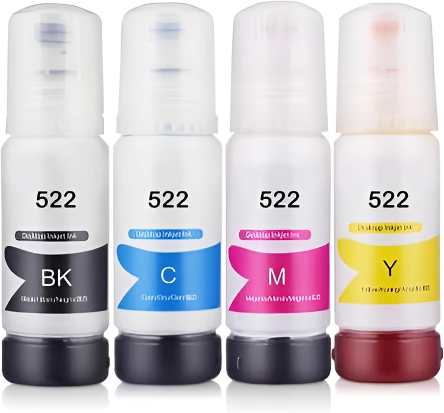 4 Pack Ink Bottle for Epson T522 [1BK+1C+1M+1Y] - Compatible with Epson Ecotank ET-1110 ET-1810 ET-2810 ET-2811 ET-2820 ET-4700 ET-4800, Expression ET-2710 ET-2720 image number 1