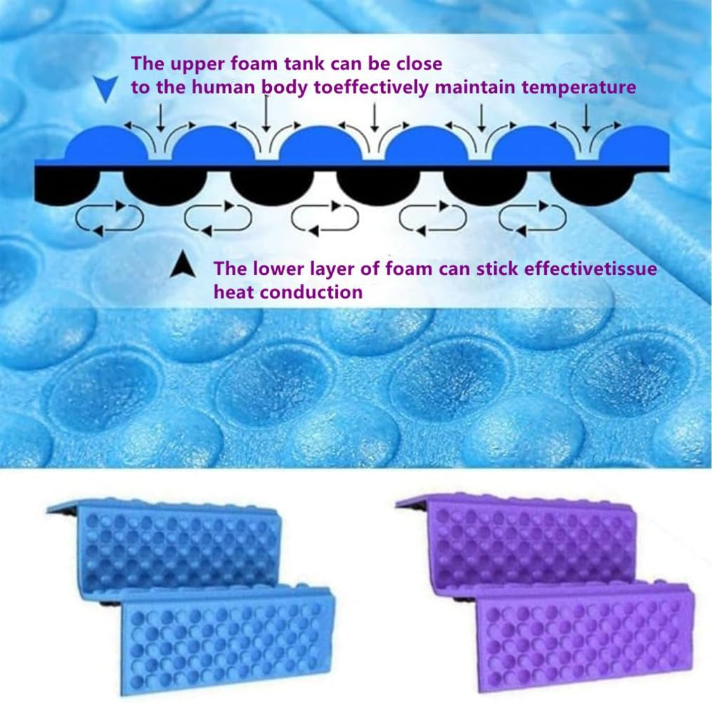 2 Pcs Foam Seat Portable Seat Cushion,Mini Waterproof Folding Mat Foam Sitting Pad,Outdoor Folding Sitting Pad for Pinic Hiking Backpacking Mountaineering(Purple+Blue) image number 1