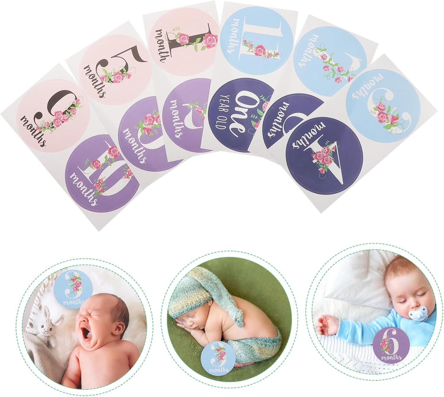 BESPORTBLE 12Pcs Monthly Sticker for Months Old Boy Girl Newborn Milestone Stickers Quality Paper Photo Prop for Health Care