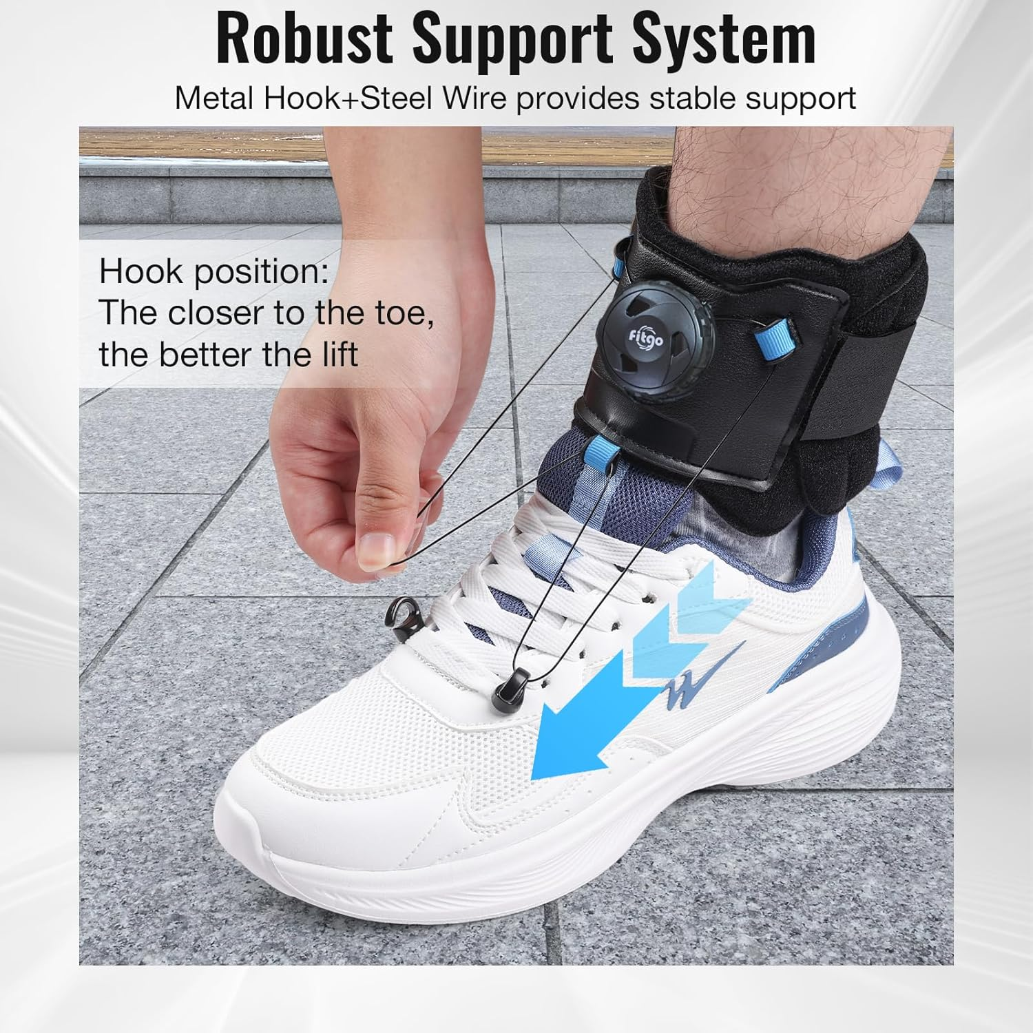 AFO Foot Drop Brace for Walking with Shoes, Upgraded Dial & Thicker Replaceable Wire for Adjustable Dorsiflexion, Ankle Support for Men & Women image number 5