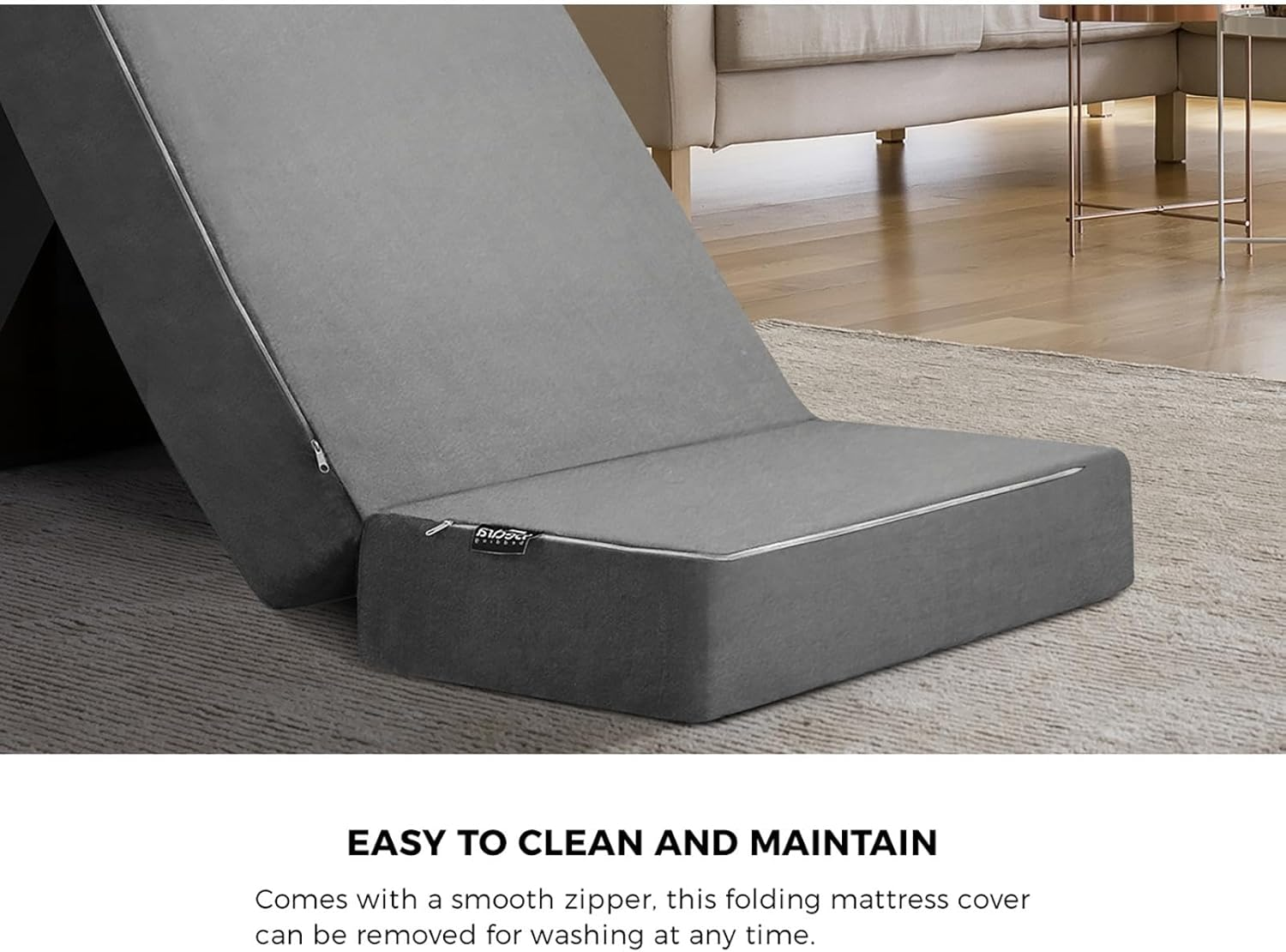 Bedra Bedding Folding Foldable Mattress with Velvet Fabric Cover Floor Bed Mattress Pad 70 * 184 * 12Cm - A4-S3-Grey image number 7