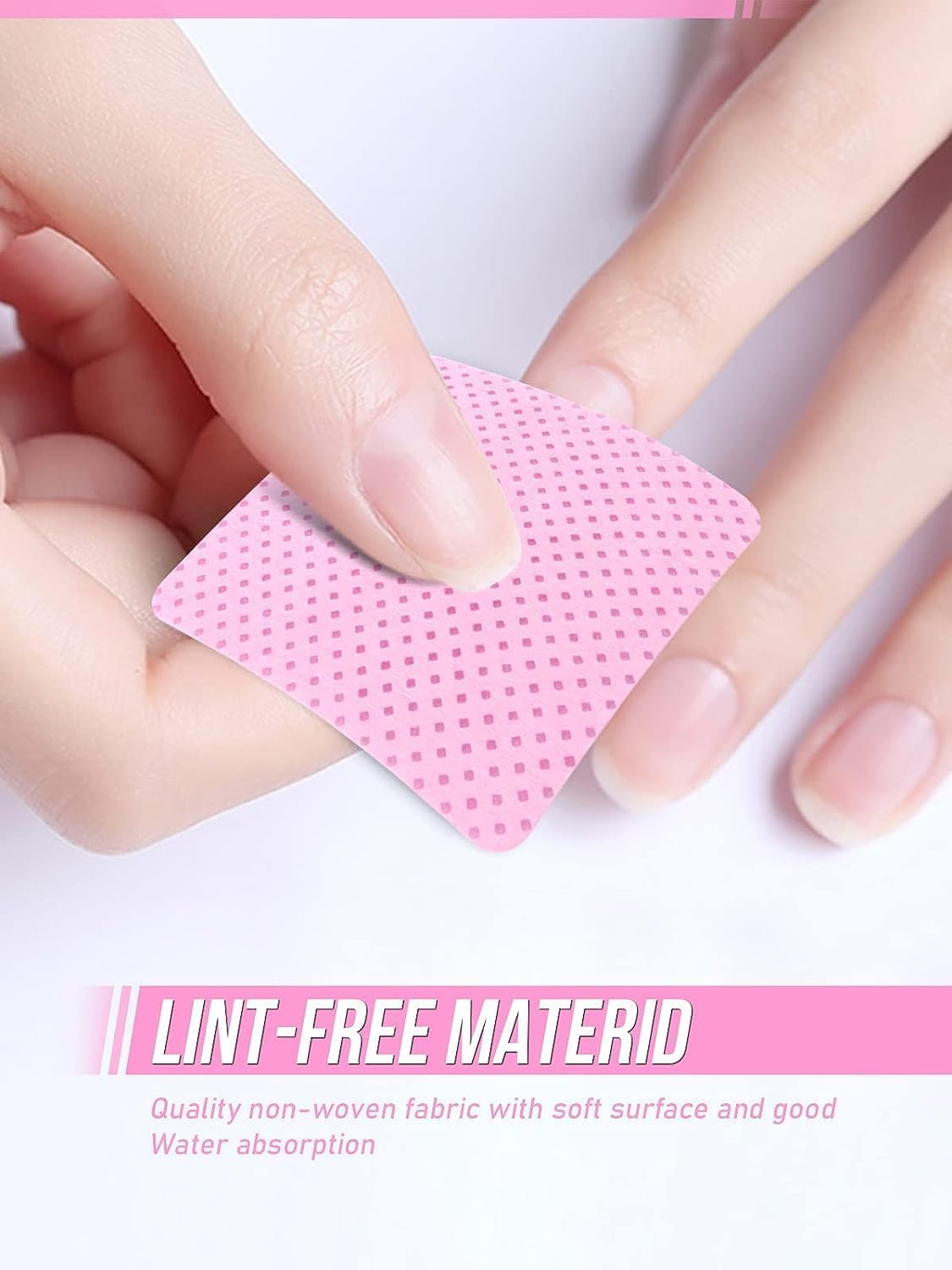Lint Free Nail Wipes, 400 PCS Non-Woven Fabric Nail Polish Cleaning Pads Pink Lash Extensions Glue Cleaning Remover Wipes Beauty Salon Supplies image number 5