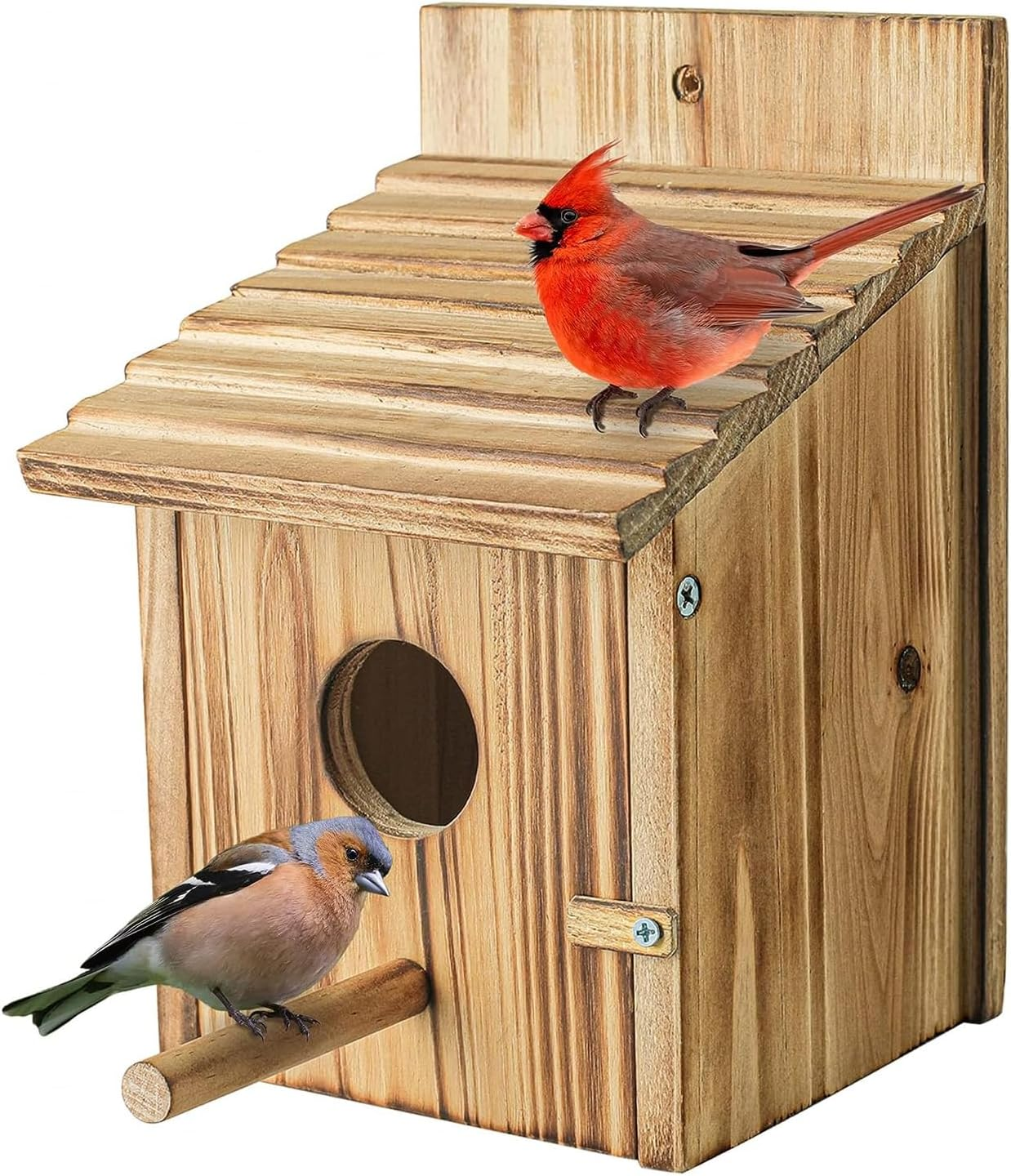 Bird House for outside with Predator Guard, Wood Bird Houses for outside with Pole, Wooden Bird House for Bluebird Cardinals, Hanging Birdhouse, Clearance Garden Country Cottages Bird House image number 5