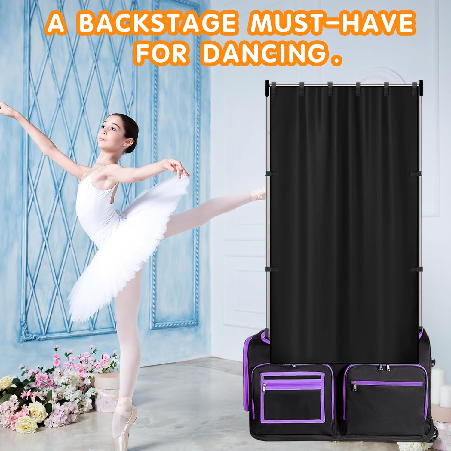 Privacy Curtain for Dance Bag,Portable Privacy Screen for Women Girl Competition Dance Bag,Changing Room for Rolling Dance Garment Bag Accessories,Camping 1 Pack image number 4