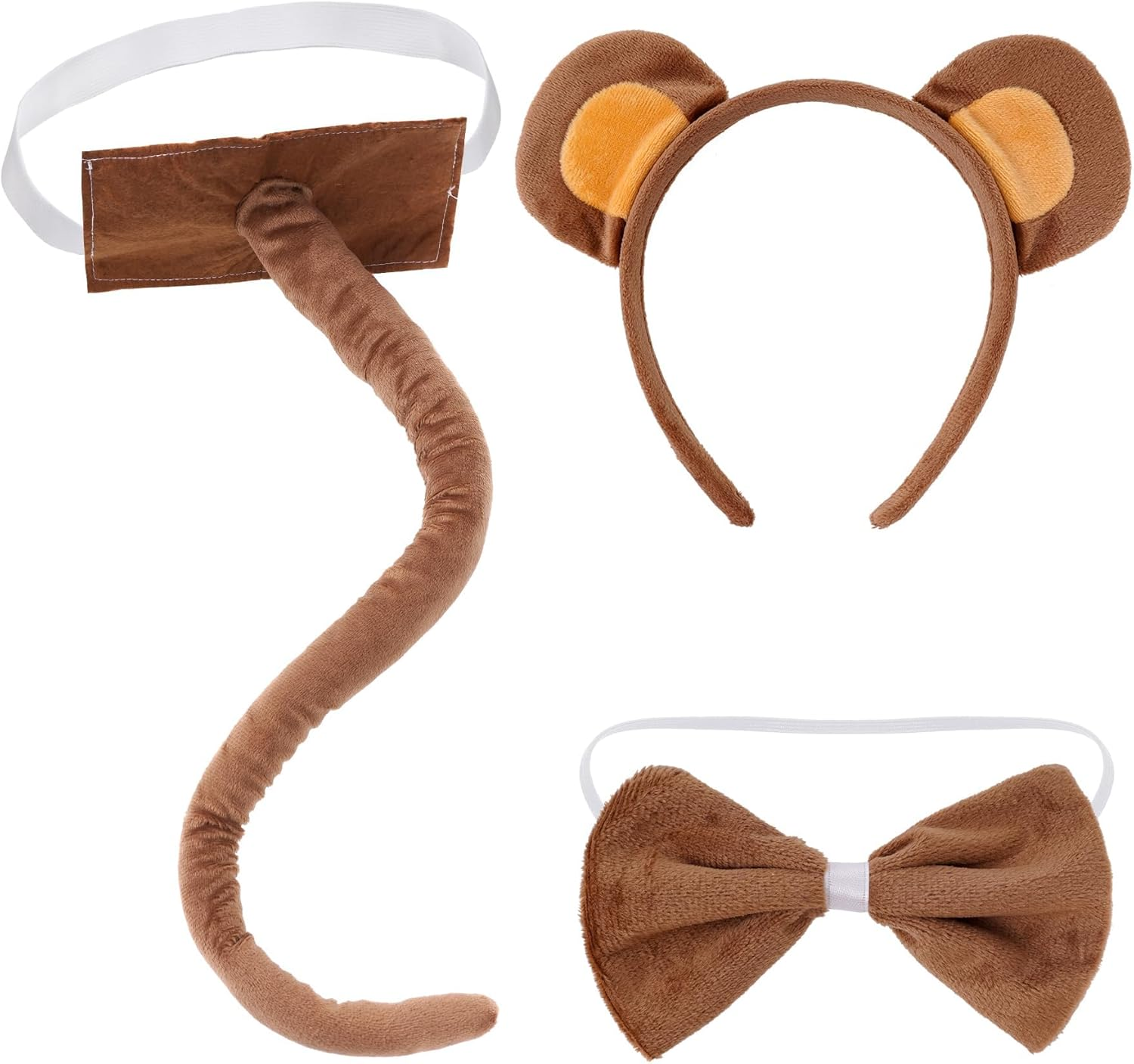OJIOUI 3Pcs Monkey Costume Set for Women Monkey Ears Headband and Tail Bow Tie Animal Costume for Halloween Party Dress Up image number 1