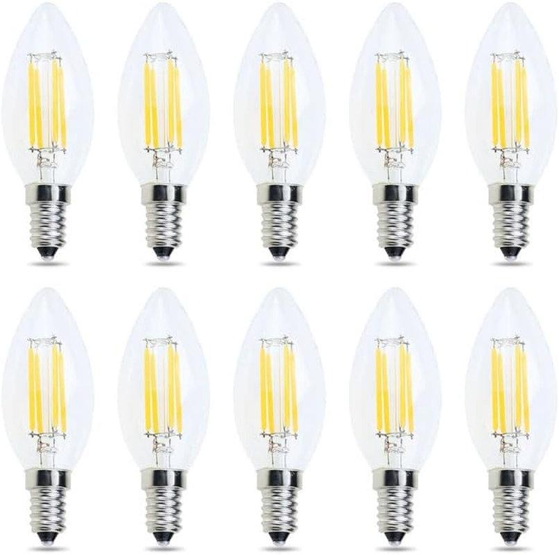 Tootoo 10Pcs 4W 6W Edison Light Bulb Vintage Industrial Cafe Bar Filament Led Globe E14 (1X(4W-Candle-Warm White))