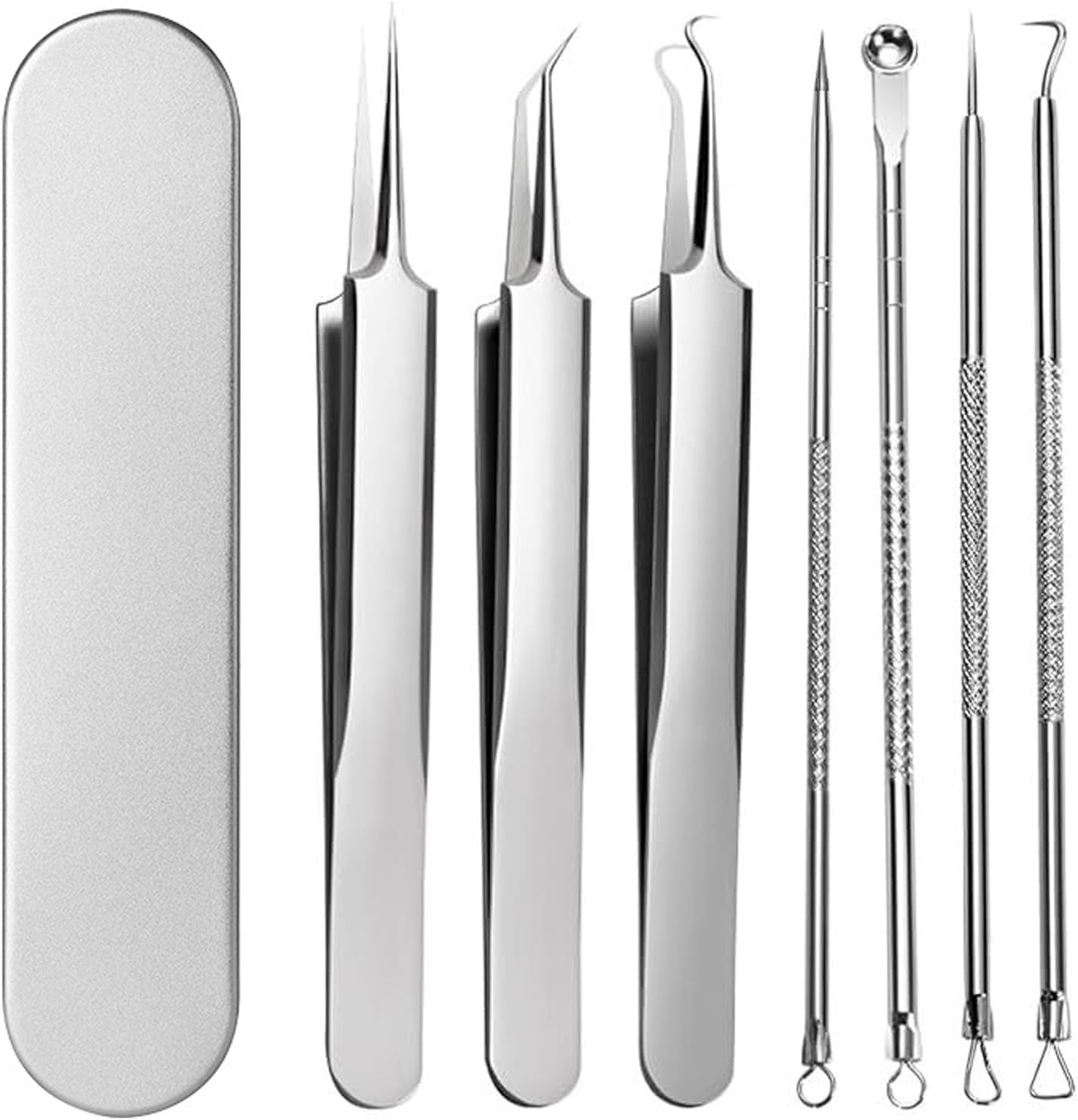 Comedone Extractor Tool: 7-Piece Stainless Steel Kit for Blackhead/Whitehead Removal. This Pimple Popper Tool Kit Works on Nose, Face&mdash;Safe, Durable, Ideal for Blemish Care. a Practical Set for Daily Skincare.