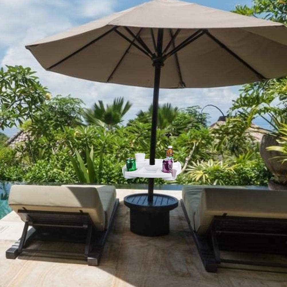 17 Inch Beach Umbrella Table Tray with 4 Cup Holders and 4 Snack Compartments for Beach Patio Garden Yard Swimming Pool (17" White) image number 5