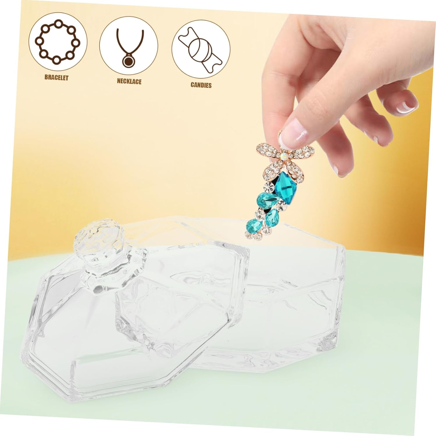 LABRIMP 2Pcs Glass Storage Jars Lids Retro Style Glass Jars for Home Use as Candy Containers