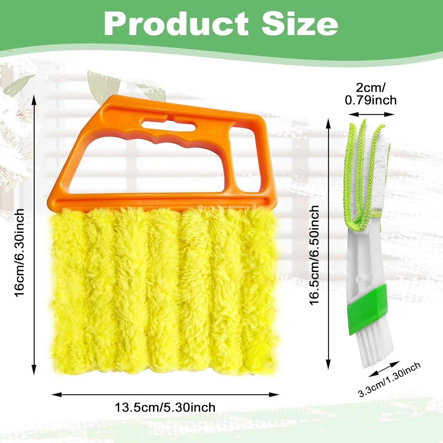 HAOHOMIO 4Pcs Blind Cleaner Duster Tool Set with 7-Finger & 3-Finger Brushes，Washable Multi-Surface Dusting Kit for Wood Blinds, Venetian Blinds, AC Vents, Car Vents, Shutters & Fans (Yellow+Green) - Yellow+Green+2Small image number 6