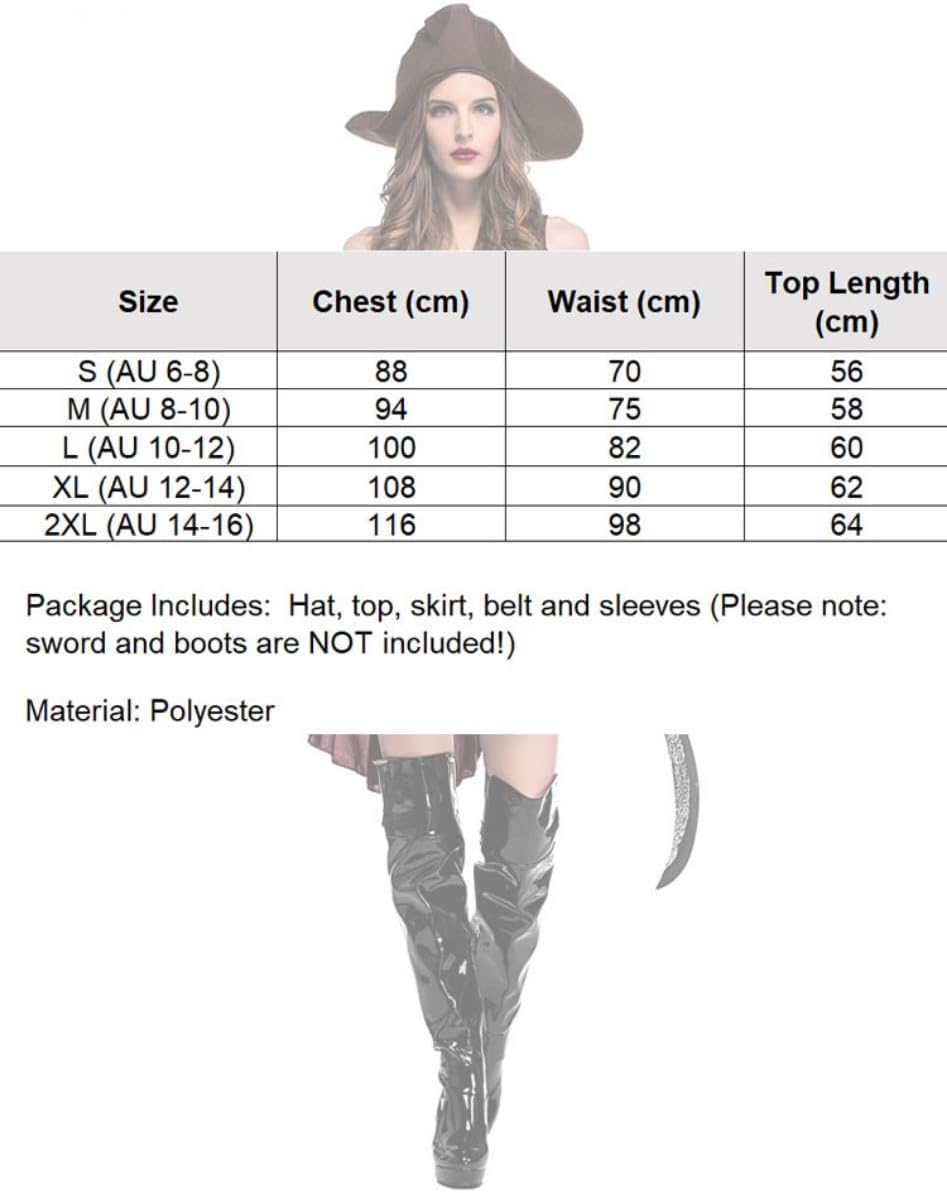 Costume Bay Women'S Sexy Pirate Costume Polyester Adventurous Seas Caribbean Swashbuckler Pirate Outfit Party Halloween Event Masquarade Cold Sultry Dress
