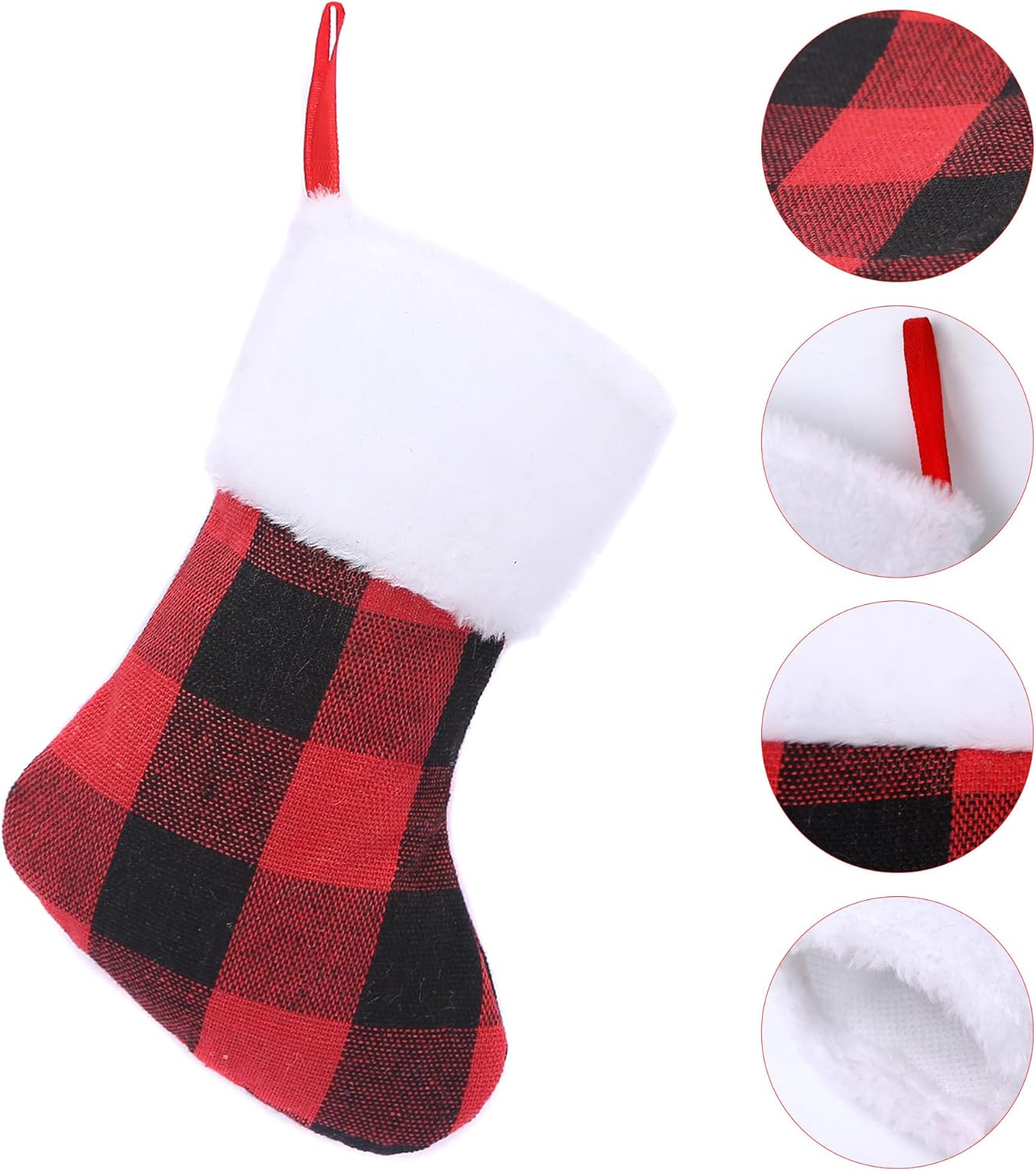 Mini Christmas Stockings 7 Inch 24Pcs, Buffalo Plaid Christmas Stockings, Christmas Hamging Ornaments image number 6