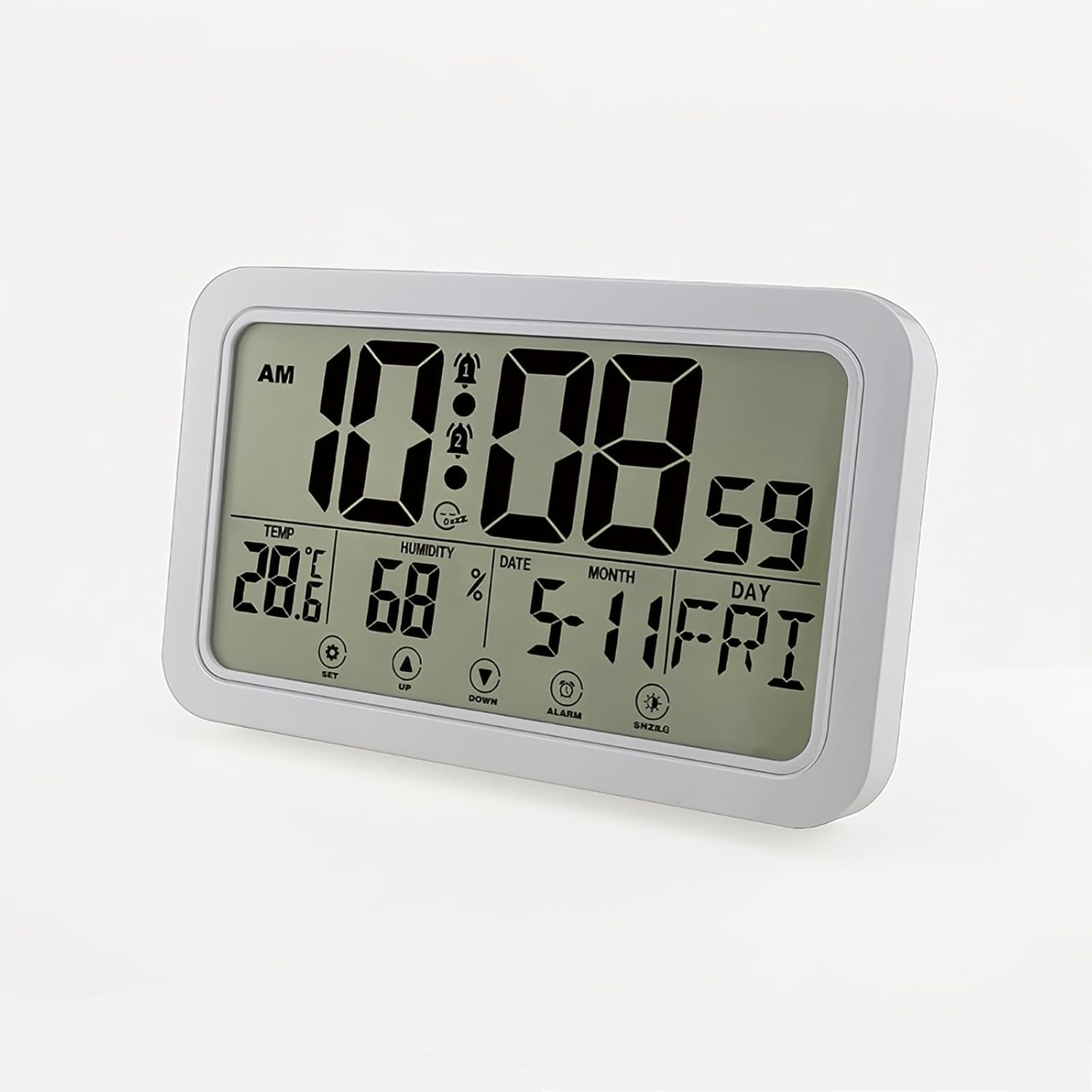 Lancoon Touchscreen Alarm Clock with Backlight, 2 Music Sets Snooze Display Temperature and Humidity Date and Day, Usb/Android Input Port, Hanging or Standing for Bedroom Living Room Office image number 4