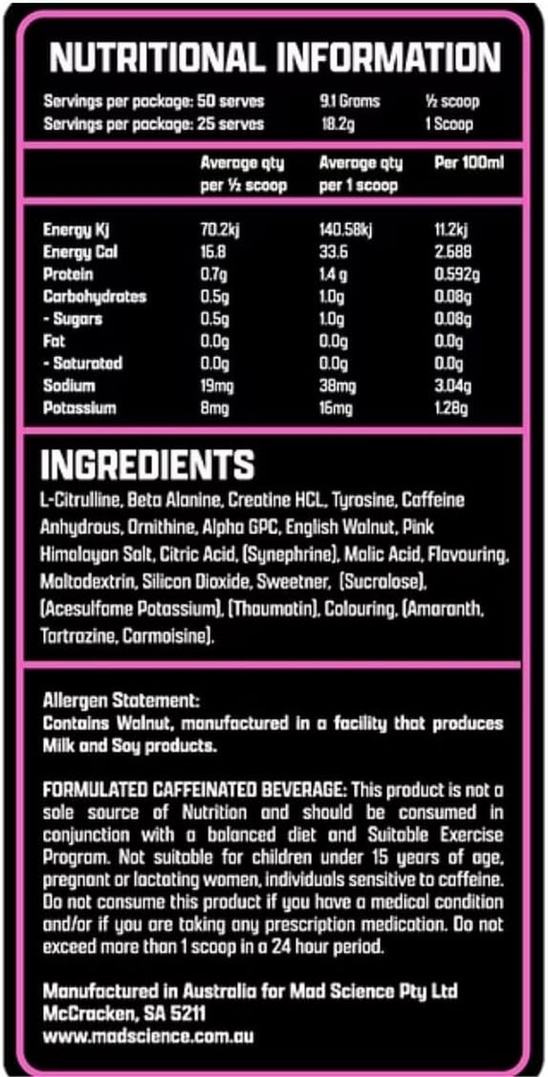 Mad Science Xtreme Pre-Workout 50 Serves Cola Ice image number 3