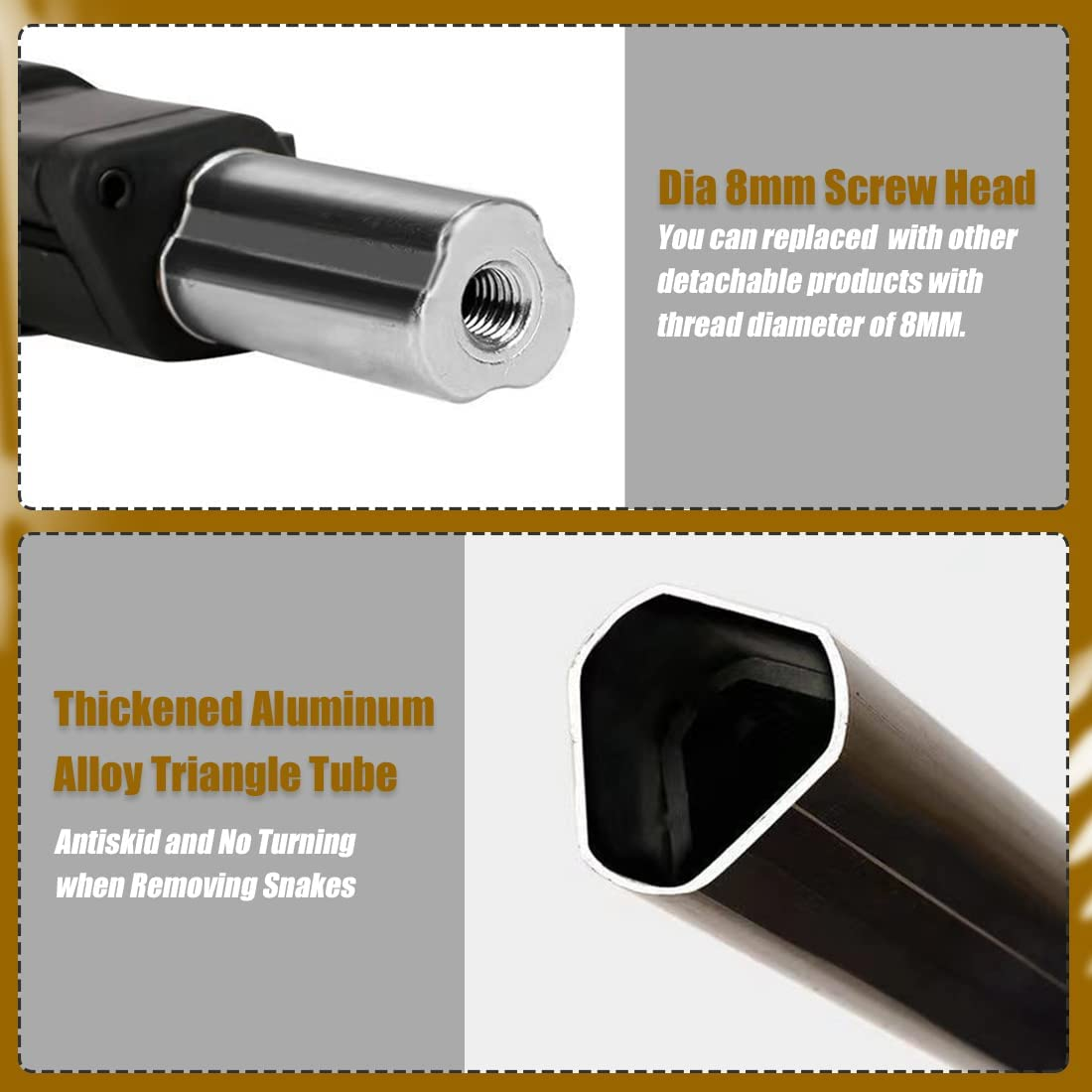 66" Snake Hook Reptile Catcher Stick Tongs Grabber Handling Tool for Rattlesnakes Python Copperhead Removal Catching image number 5