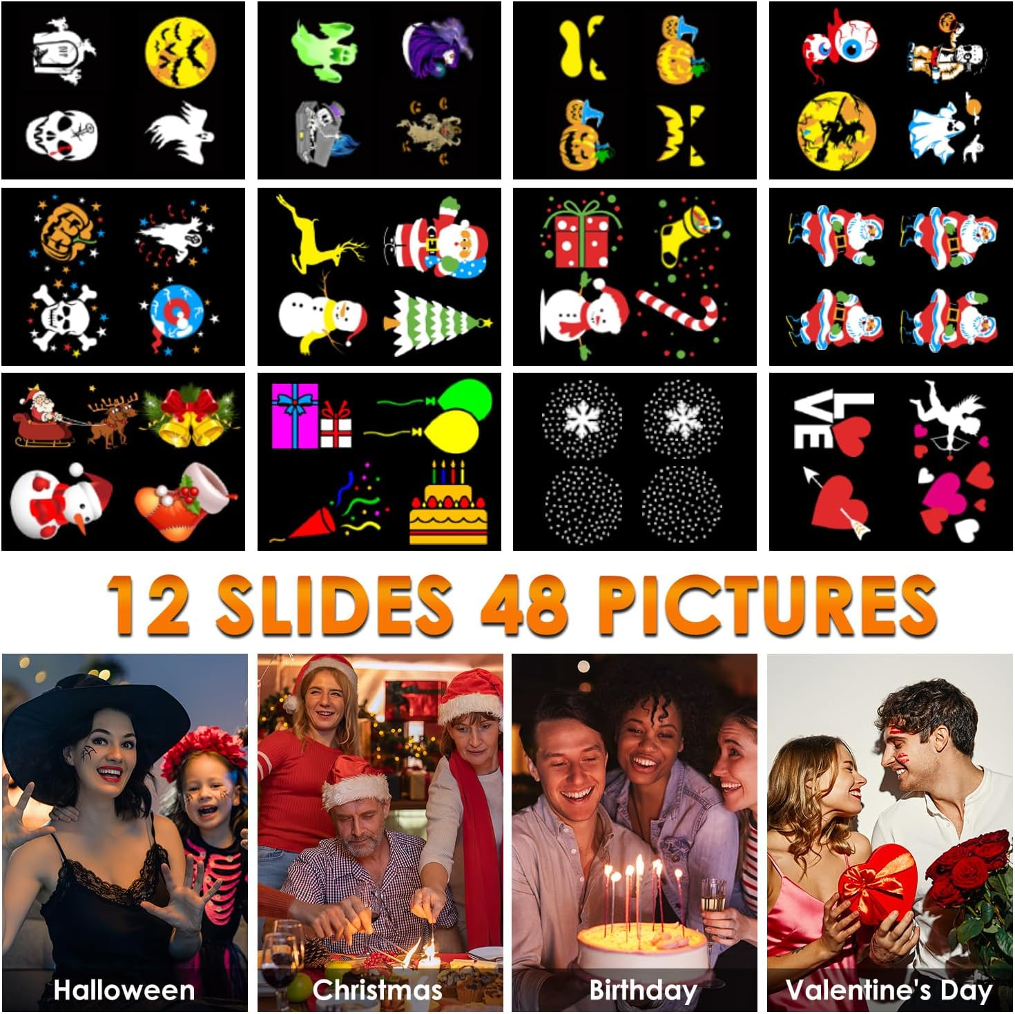 WOTOW 360&deg;Adjustable LED Light Projector for Halloween Christmas Decorations Indoor Outdoor Party Garden Home Bedroom image number 6