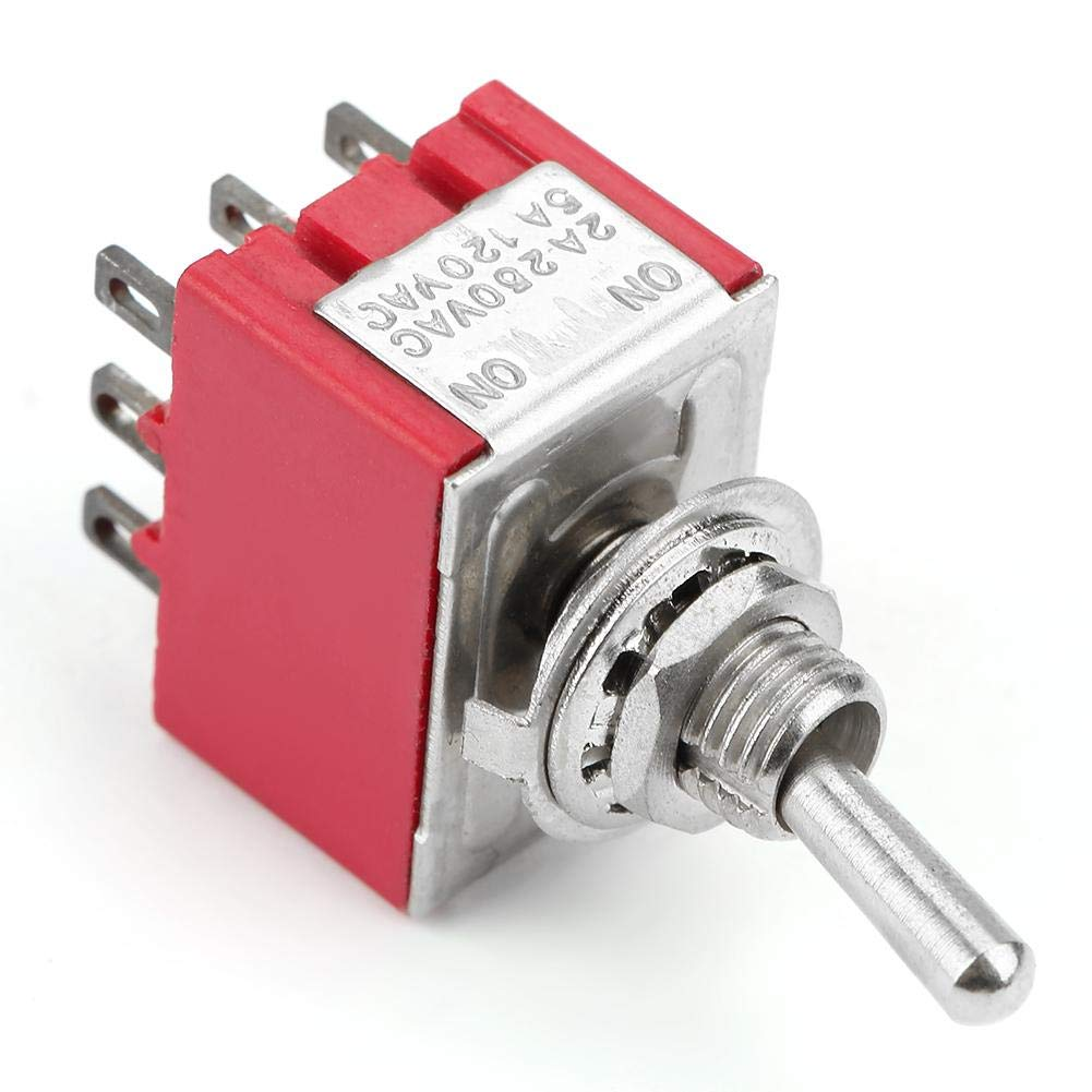 2 Position Toggle Switch, 5Pcs ON-ON 2 Position Toggle Switch 3PDT 9 Pin 6Mm 2A/250VAC 5A/120VAC image number 2
