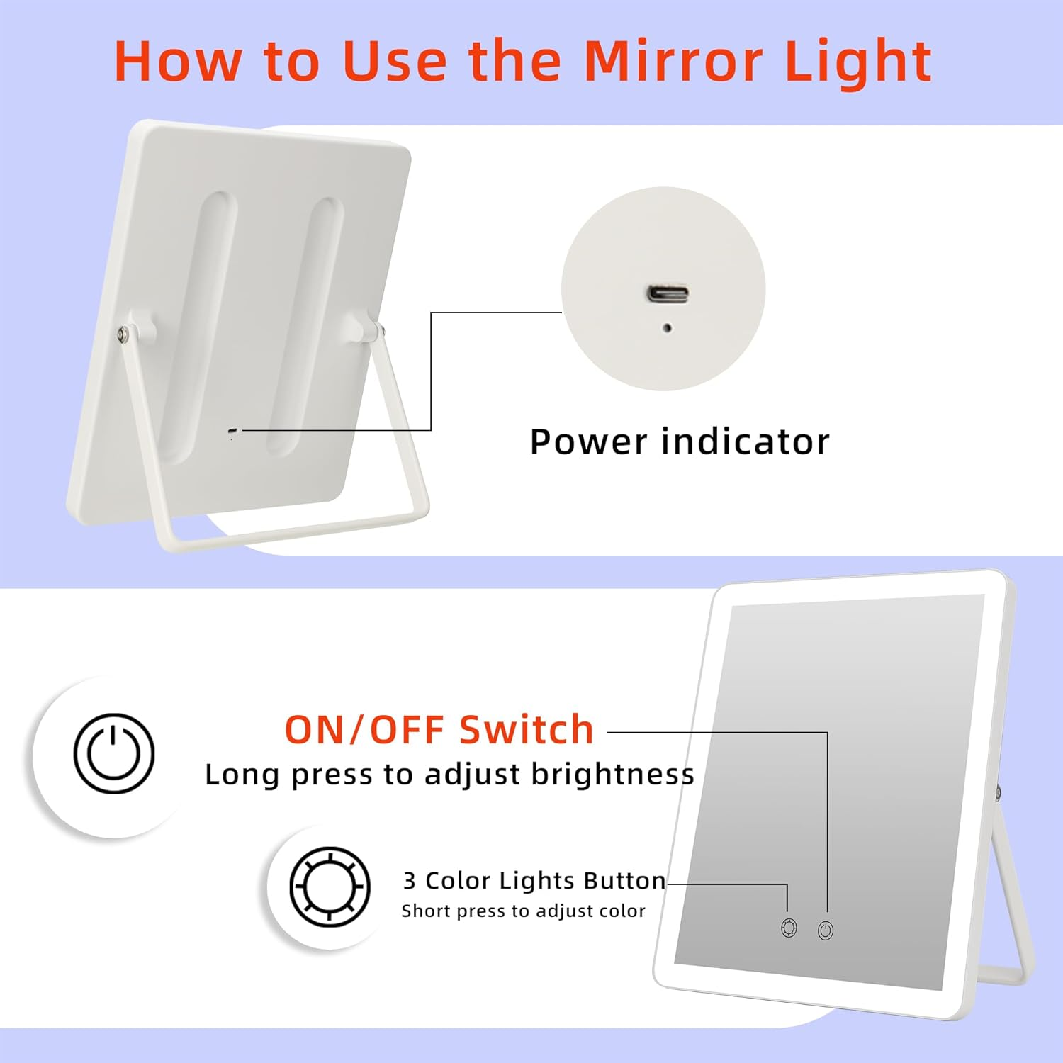 Vanity Mirror with Lights, 12" LED Makeup Mirror with Lights for Bedroom Tabletop Travel, Smart Touch Control 3 Colors Dimmable, 360&deg; Rotation image number 1