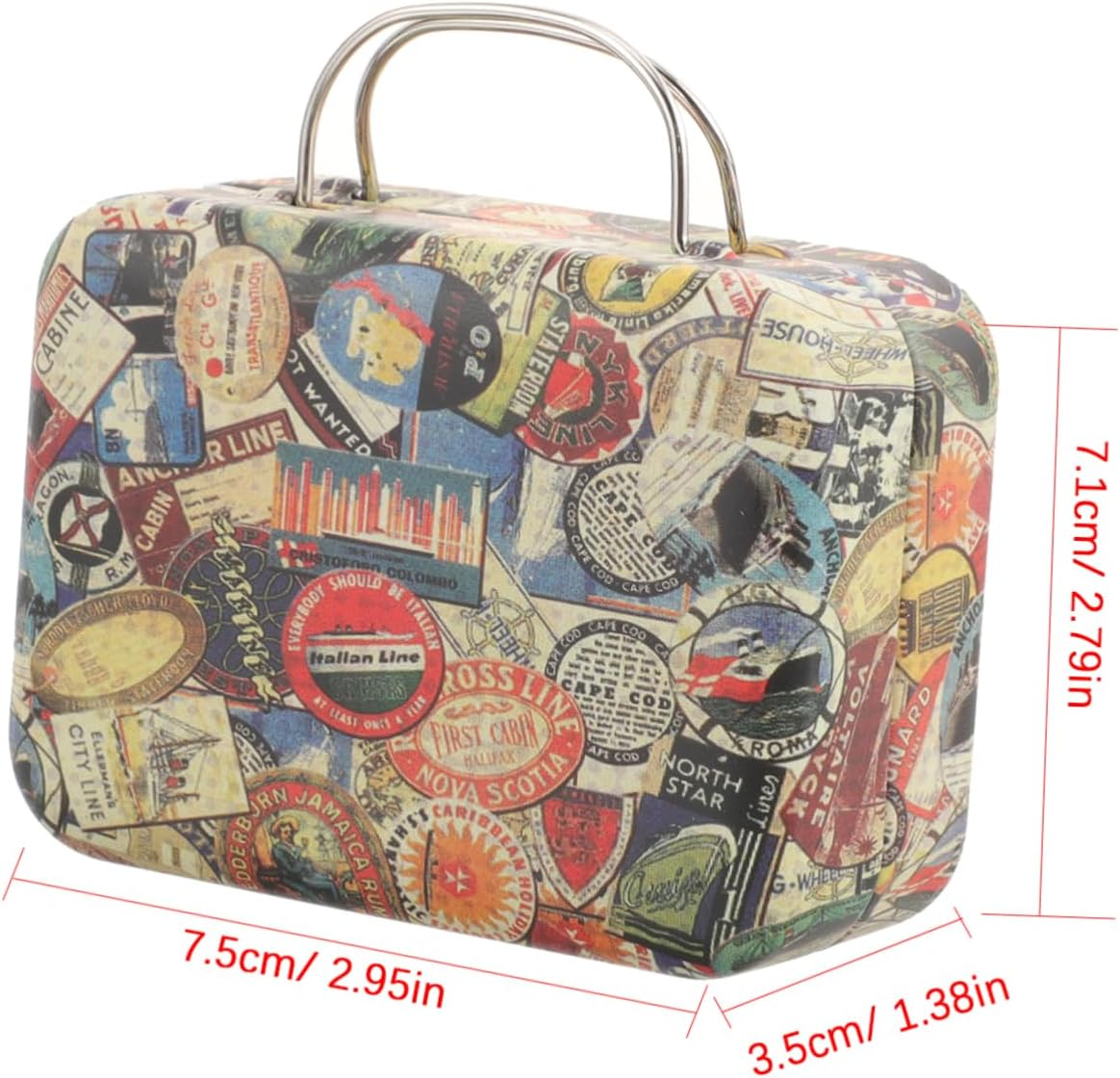 Mini Vintage Eyelash Storage Case Retro Keepsakes Box Decorative Small Suitcase Favor Box for Jewelry Cards and Dresser and Desktop Display image number 1