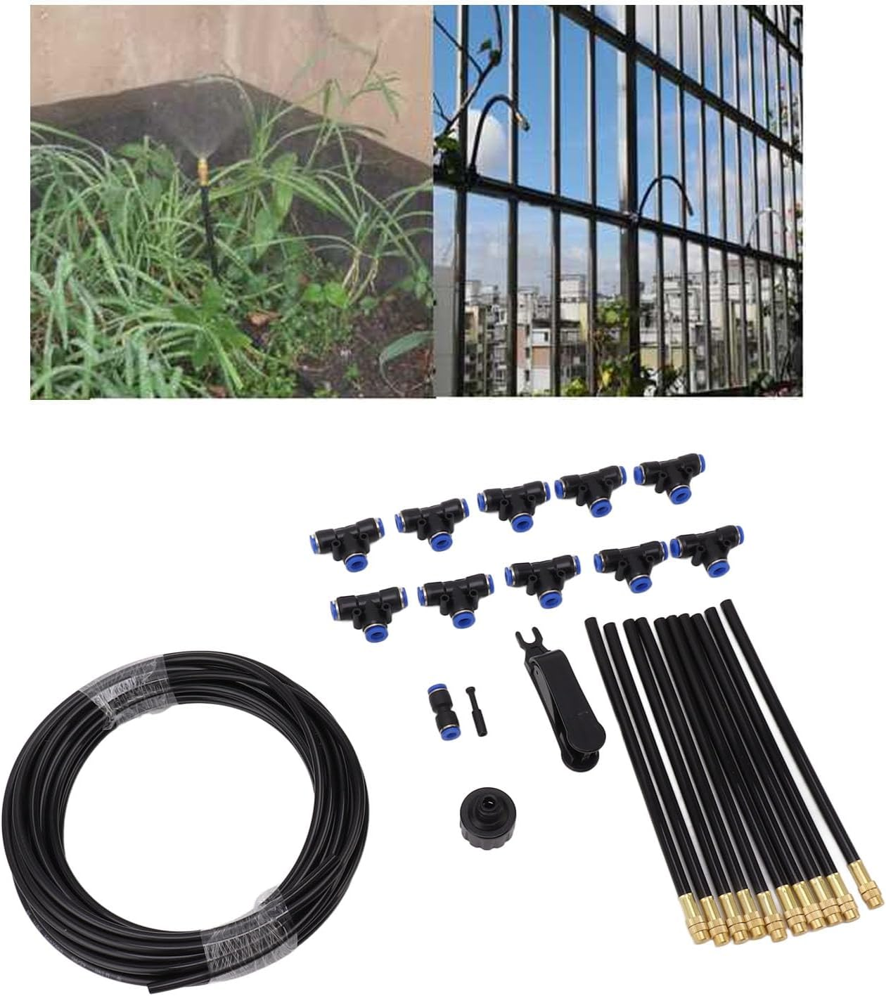 Above Ground Sprinkler System Kit for Large Areas with 360&deg; Adjustable Bendable Nozzle, Lawn Garden Irrigation System Kit with 10M Hose and Full Set of Accessories (EU Standard) image number 4