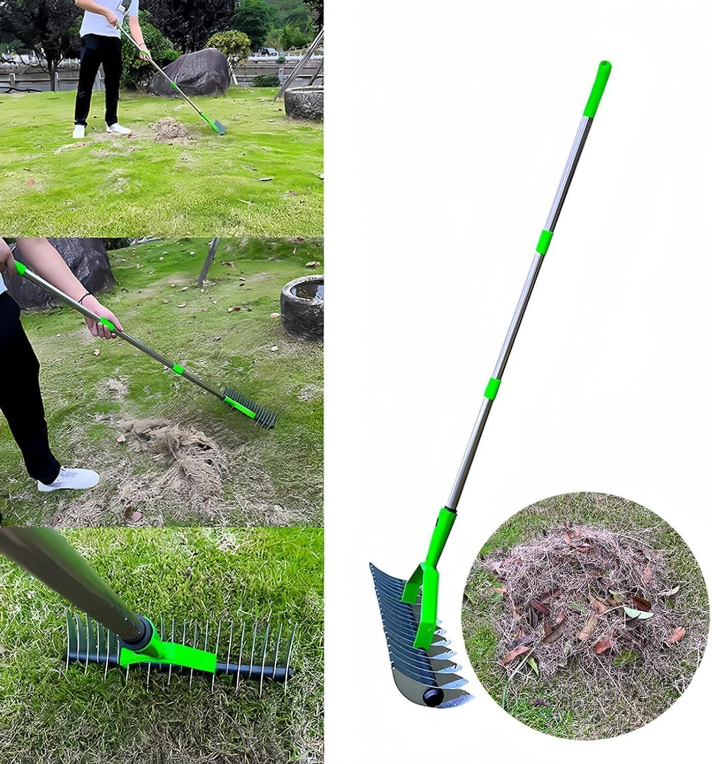 Tootoo 15-Inch Curved Teeth Thatch Rake Lawn Dethatcher Rake for Cleaning Dead Grass image number 3