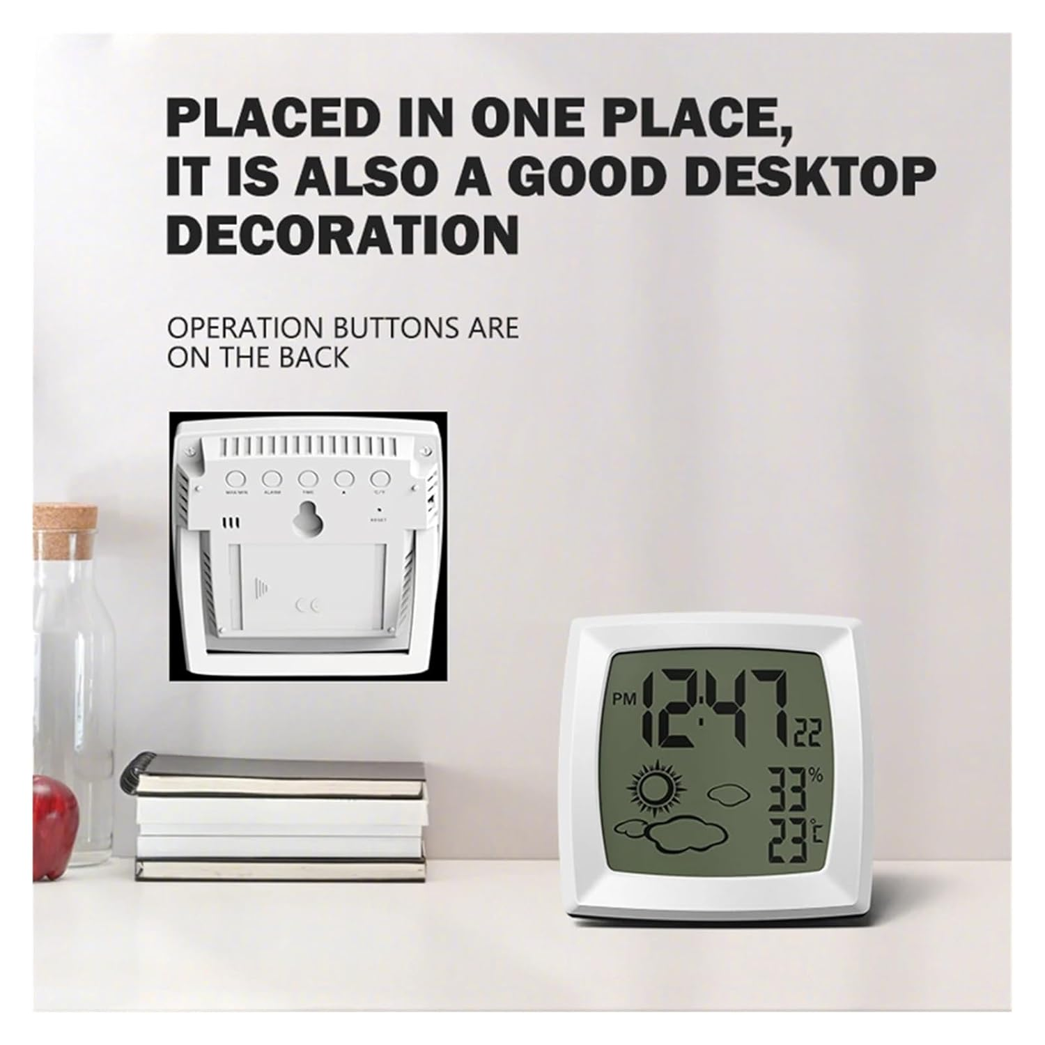 LCD Electronic Digital Thermometer Hygrometer Temperature Humidity Meter Clock Indoor Weather Monitor image number 5