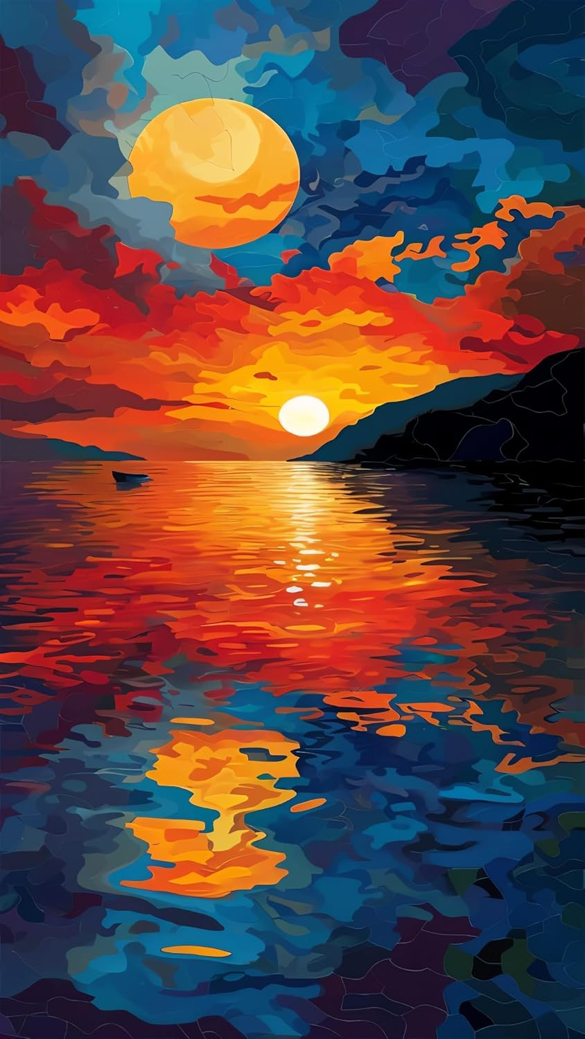 ARTGOTO Paint by Numbers for Adults for Wall Decoration (Frameless) - Large - 40 X 70 Cm - Adult Painting by Numbers - Landscape - Sunset - Paint by Numbers for Adults - Pbn010 image number 5