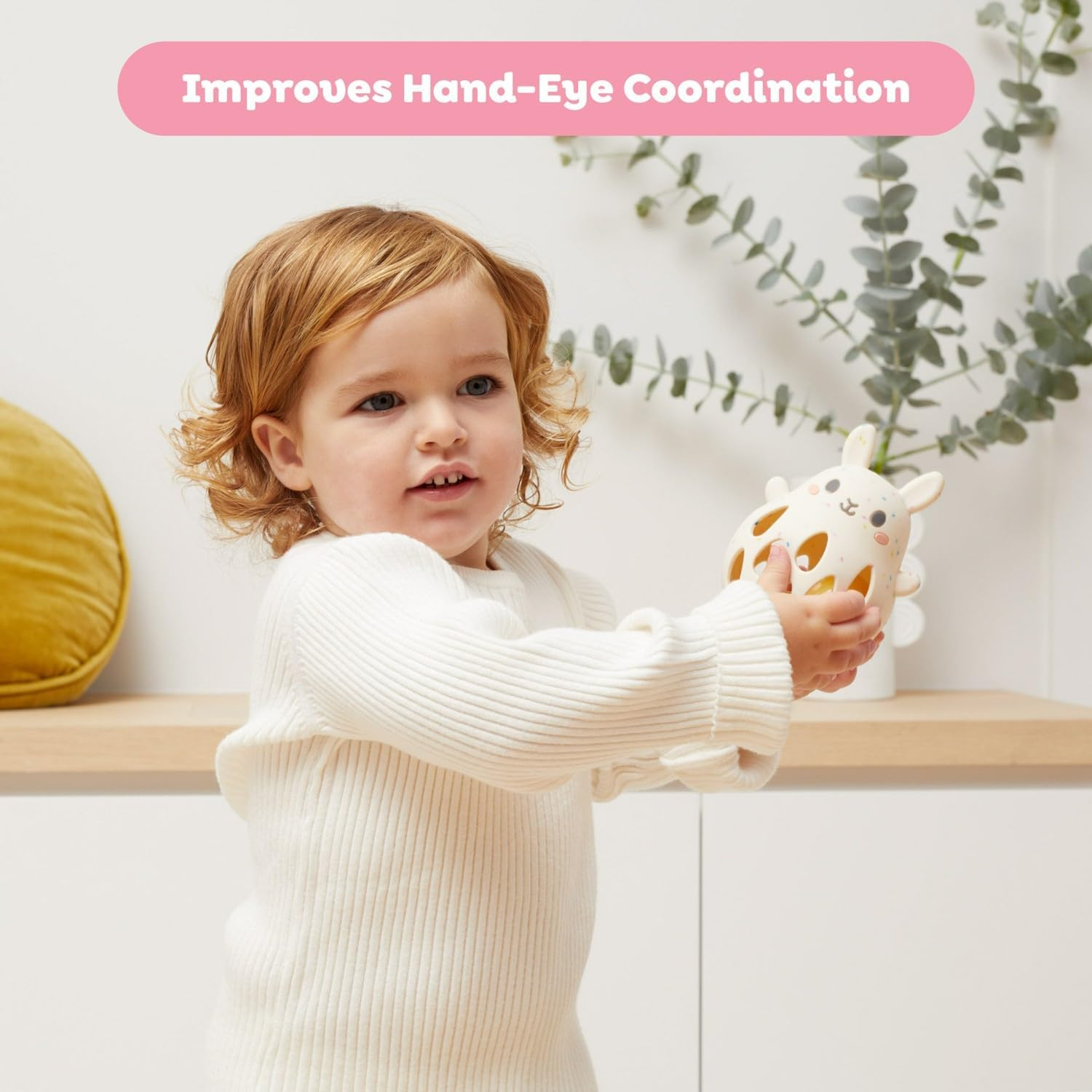 Tiger Tribe: Silicone Rattle - Bunny - Soft & Squishy Silicone, Gentle Rattle Sound, Easy to Grip, Soothing Sensory Toy, Infant & Baby Ages 0-2 Year. image number 1