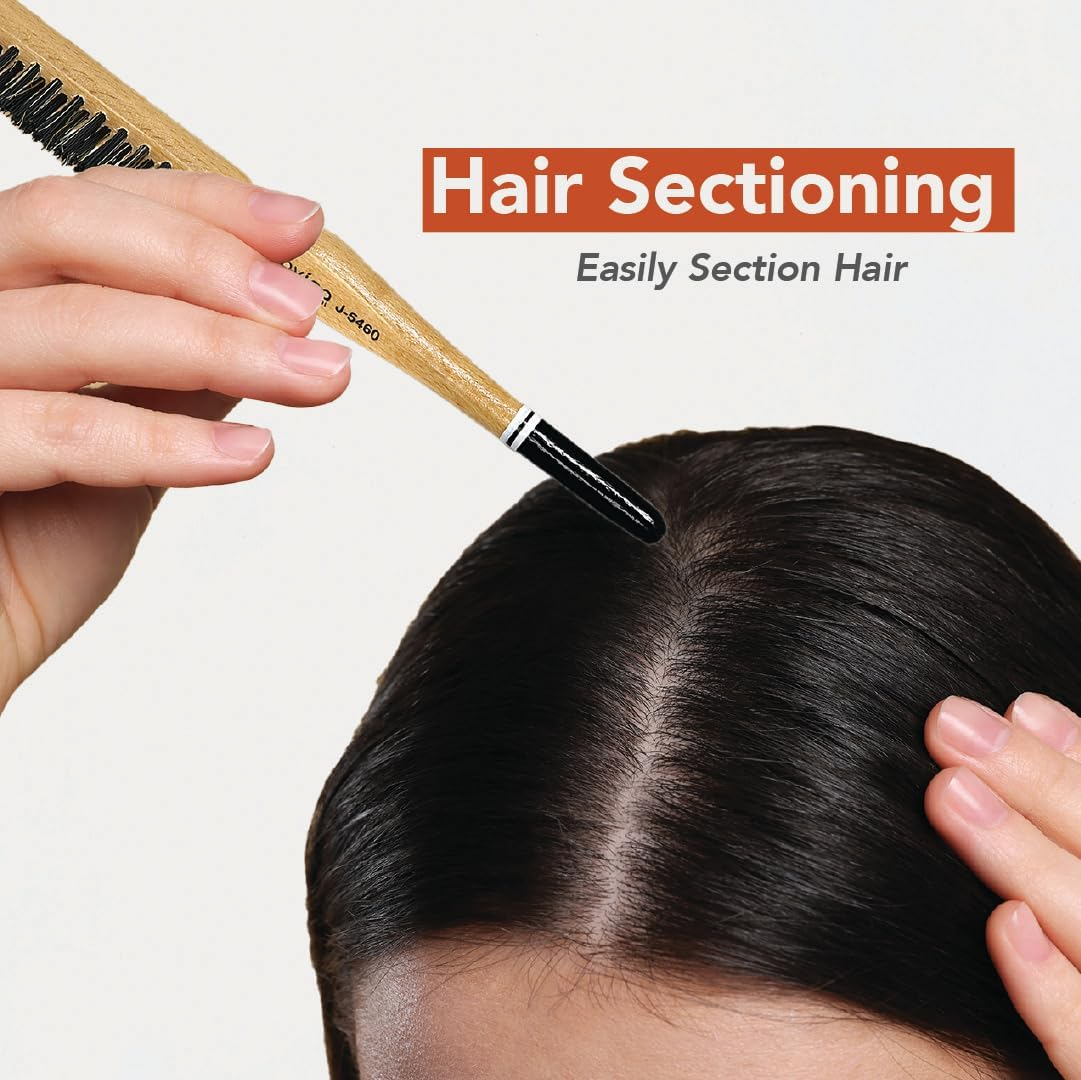 Teasing Brush,Bun Brush with Wooden Handle and Using for Hair Sectioning - Edge Control for Baby Hairs - Hairbrush for a Sleek and Smooth Hairstyles image number 6