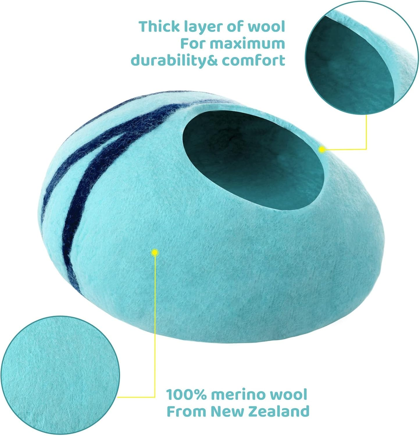 Cat Bed, Cat Cave Bed Artificial Wool Comfortable Warm Hideout Cat Dome Bed, Pet Kitten Dome Bed Cat House for Indoor Pet Supplies for Dogs Cats image number 4