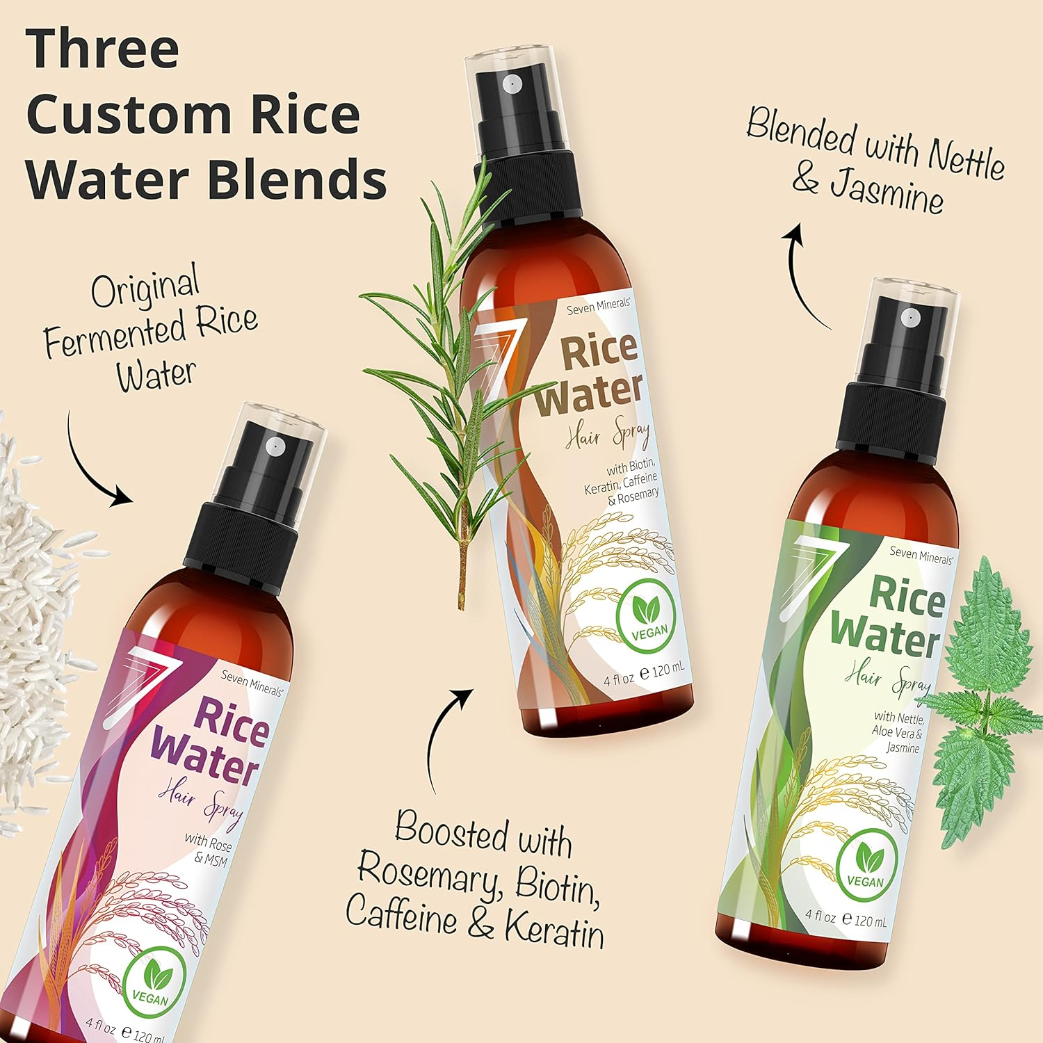 NEW Fermented Rice Water for Hair Growth - Infused with Rosemary, Biotin, Caffeine, Keratin Vegan Non-Greasy Spray Naturally Thicker, Longer, Softer Men & Women (4 Fl Oz) image number 2