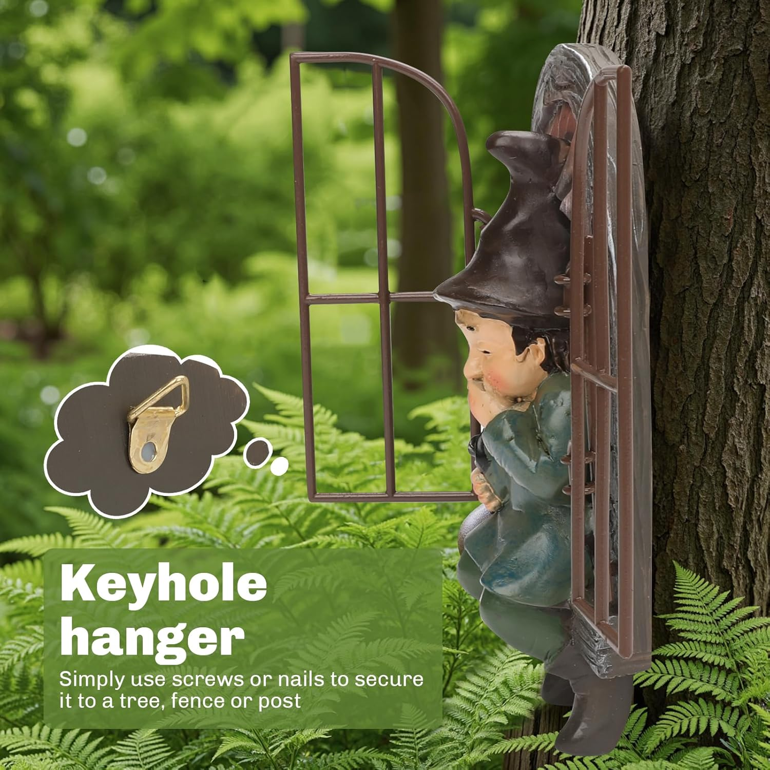 Elf Out the Window Yard Decorations Outdoor Tree Faces, 14.5Cm Tree Hugger Whimsical Yard Decor, Elf, Fairy, Gnome Garden Decorations, Fun Garden Art (BIUE) image number 4