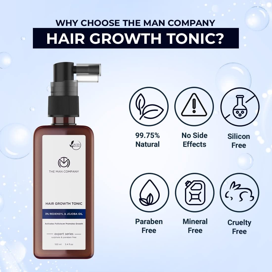 The Man Company Hair Growth Tonic 100 Ml | 3% Redensyl & Jojoba Oil | 99.75% Natural image number 6