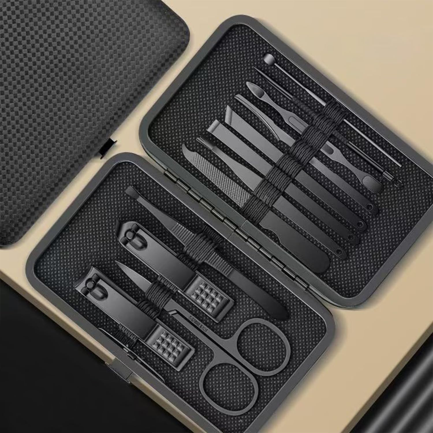 12-Piece Black Manicure Set, Professional Manicure Tools, Including Nail Clippers, Tweezers, Suitable for Exfoliating and Removing Calluses