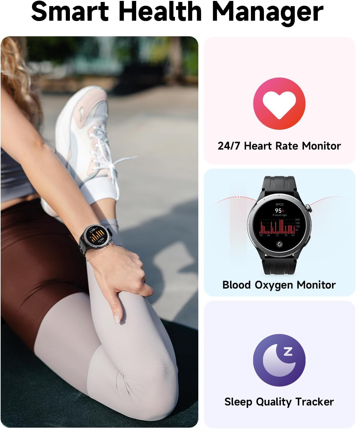 TRUEFREE Smart Watches for Men Women(Answer/Make Calls), 1.53" Fitness Tracker with Heart Rate Spo2 Sleep Stress Monitor, 127 Sports Modes IP68 Waterproof, Smartwatch for Iphone Android Phones