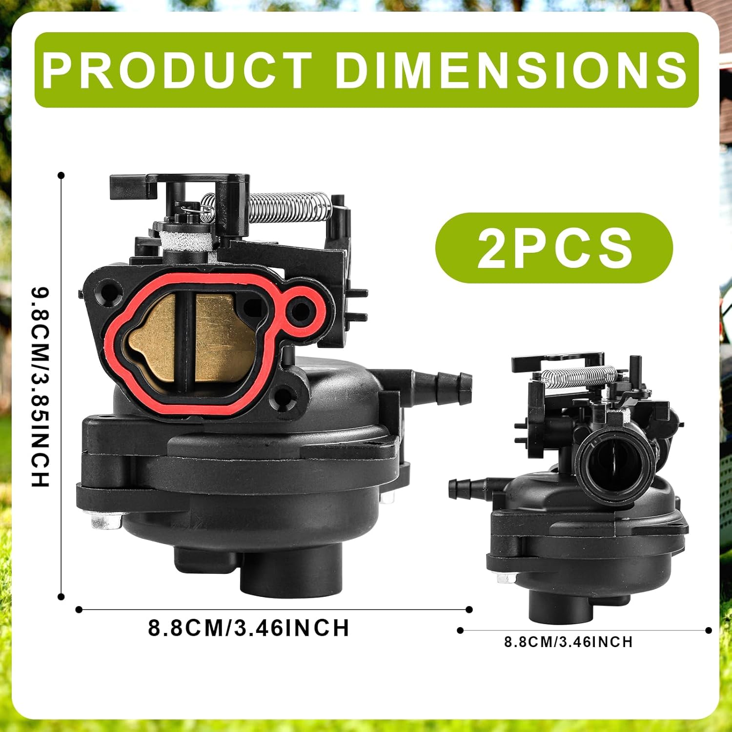 2Pcs Carburetor Replacement, 3.85X3.46X2.75 Inch Lawnmower Carburetor Carburetor Carb Kit Lawn Mower Engine Replacement Compatible with Briggs & Stratton 799584 798675 59236 593260 image number 1