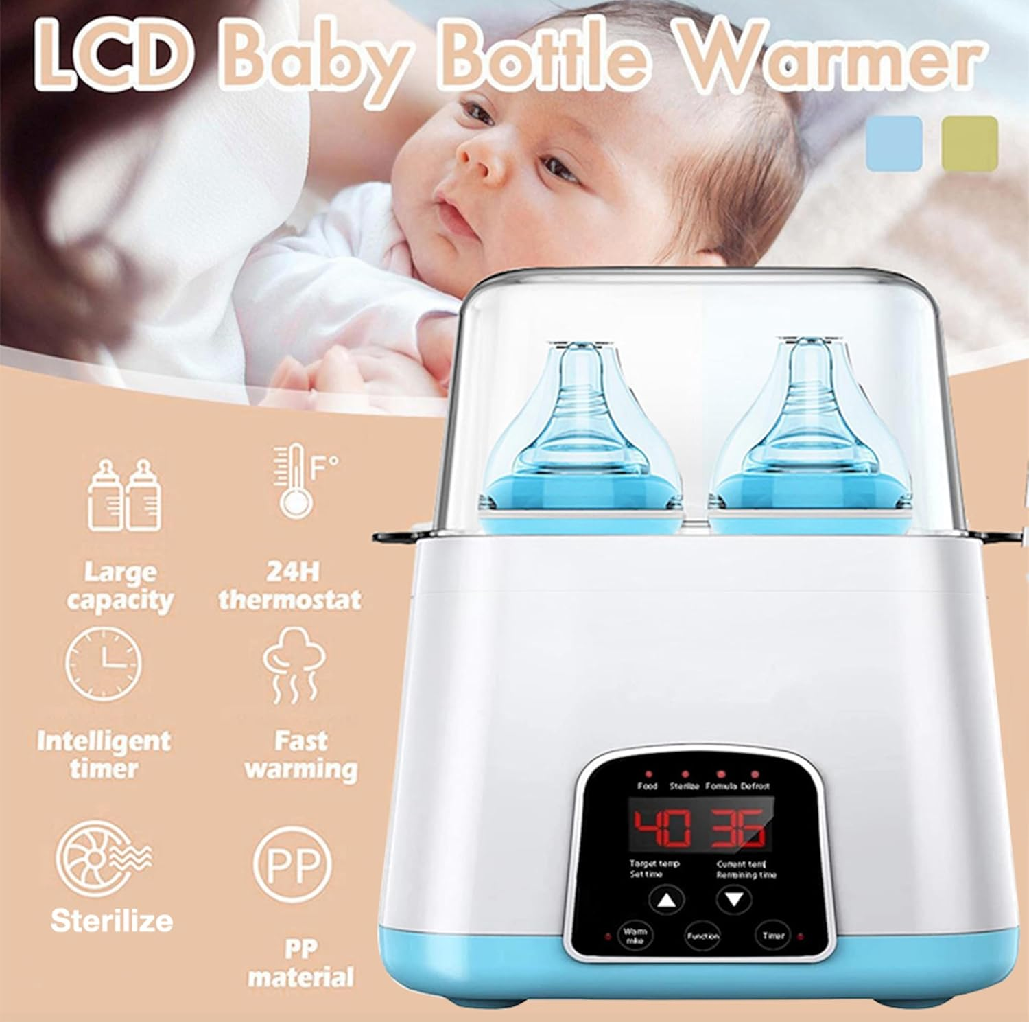Bottle Warmer for Baby,6 in 1, Breastmilk, Formula Milk Warmer, Baby Food Heating, Baby Water Warmer