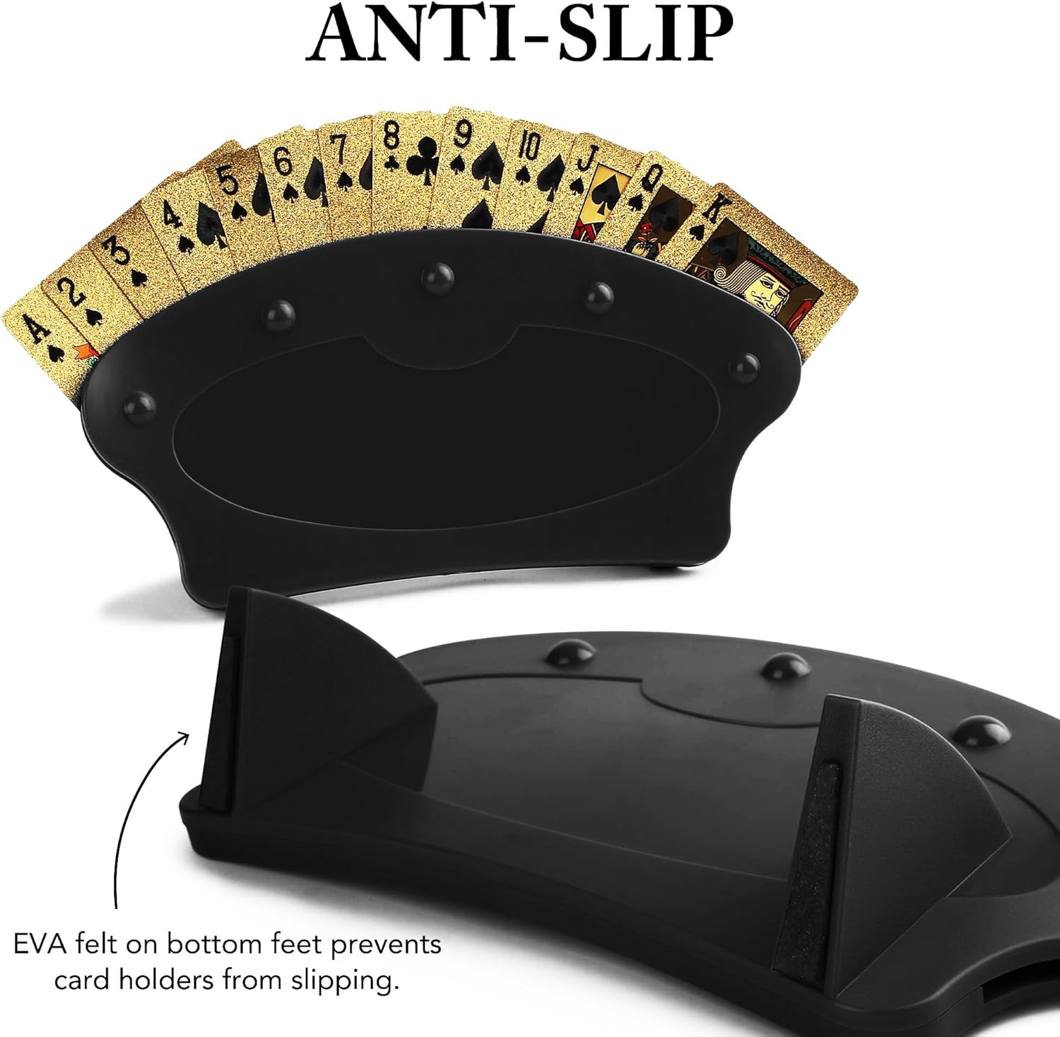 2 Pack Playing Card Holder for Kids Adults, Hands Free Card Holders for Playing Cards, Cards Organizer for Card Game Nights, Canasta, Poker Parties (Black) image number 2