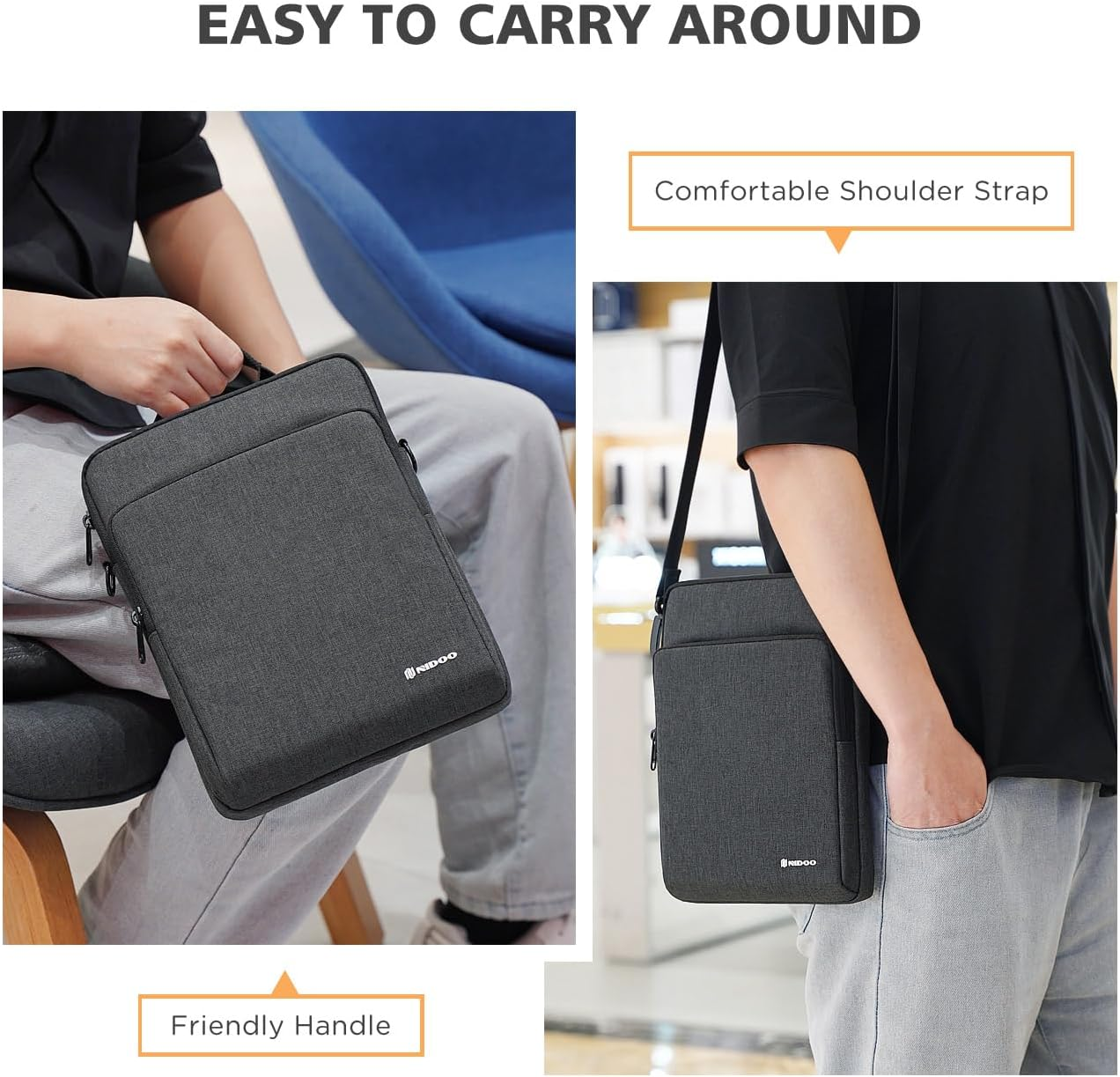 NIDOO Tablet Sleeve 10 Inch Laptop Sleeve Protective Carrying Case for Ipad Sleeve 10.2 10.9" / 11" Ipad Pro M2 / 10.9" Ipad Air Gen 4 5/10.5" Microsoft Surface Go 3 / Samsung Galaxy Tab A8 S6 S8 image number 3