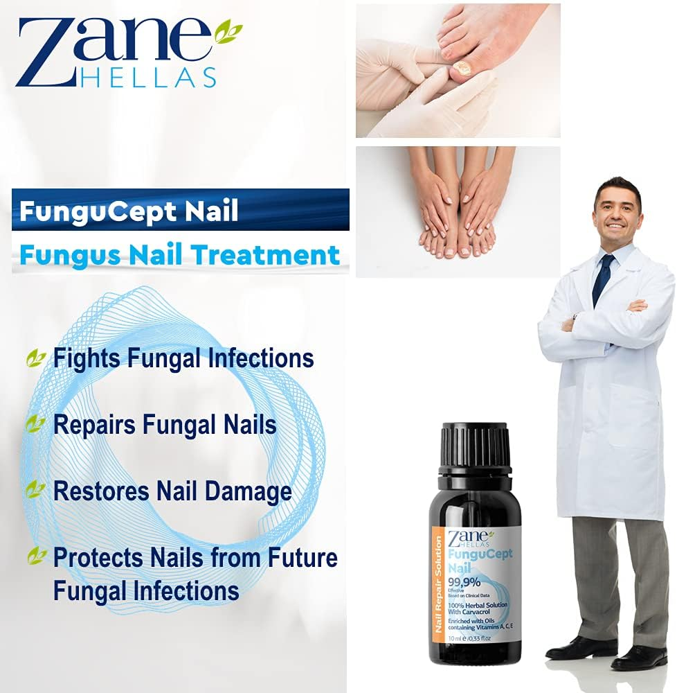Zane Hellas Fungucept Nail. Fungal Nail Solution. Fungus Nail Solution for Discolored, Thickened, Crumbled and Fungi Nails. Visible Results in 4 Weeks.0.33 Oz -10Ml image number 1