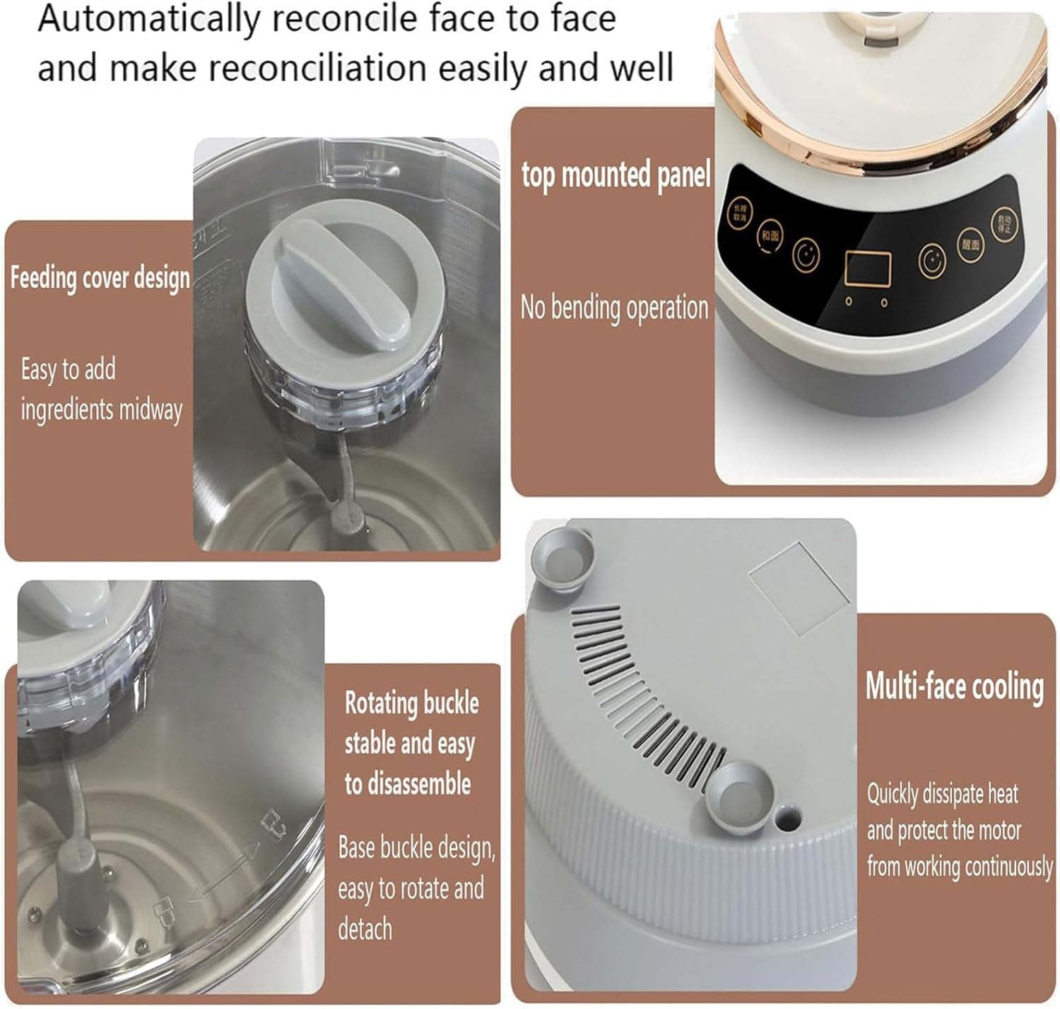 Dough Maker with Ferment Function, 5L/7L Non-Stick Stainless Steel Dough Flour Mixer with Measuring Cups & Spoons, Dough Kneading Machine, Timing &Touch Panel, 25-38℃ Dough Proofer, for Home (Size : image number 3