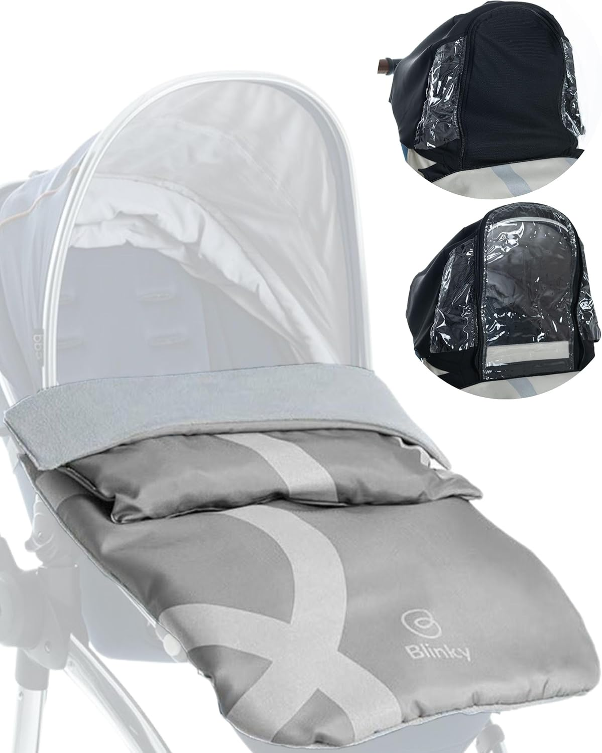 Blinkywarm 5 in 1 All Weather Buggy Buddy Universal Stroller Footmuff Rain Cover Sunshade Breathable Fleece Lined Cosy Toes Pushchair Accessories Waterproof Milk