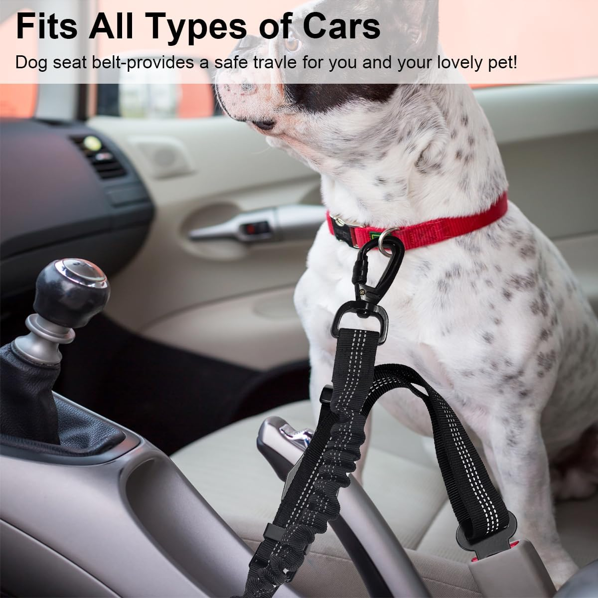 Ruayia Seat Belt Dog Car 3-In-1, Car Dog Buckle with Elastic Shock Absorption, Thick Zinc Alloy, Double Secure Bolt Hook and Double Buckle, Black image number 6