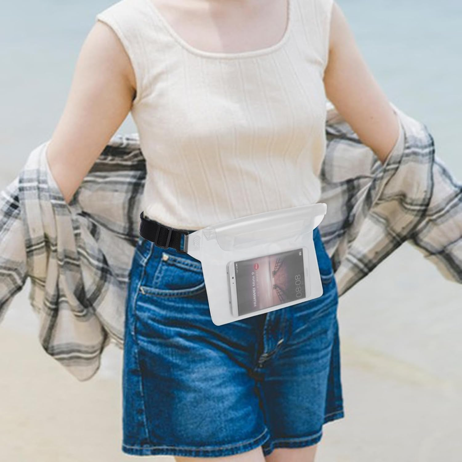 NAMOARLY 2Pcs Waterproof Dry Pouch with Adjustable Waist Strap, Plastic Fanny Pack for Swimming and Boating, Water-Resistant Phone Waist Bag for Outdoor Sports image number 2