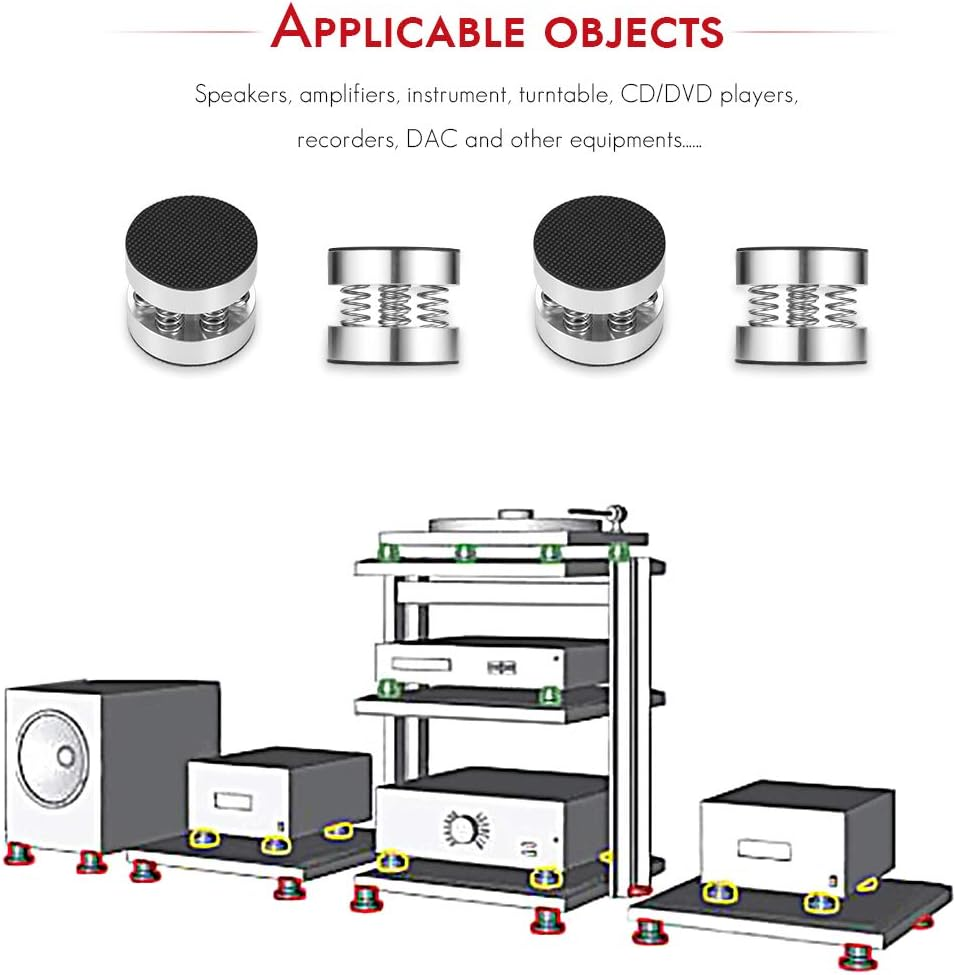 Nobsound 4PCS Silver Aluminum Spring Speakers Spikes Isolation Stand for Hifi Amplifier/Speaker/Turntable/Player image number 5