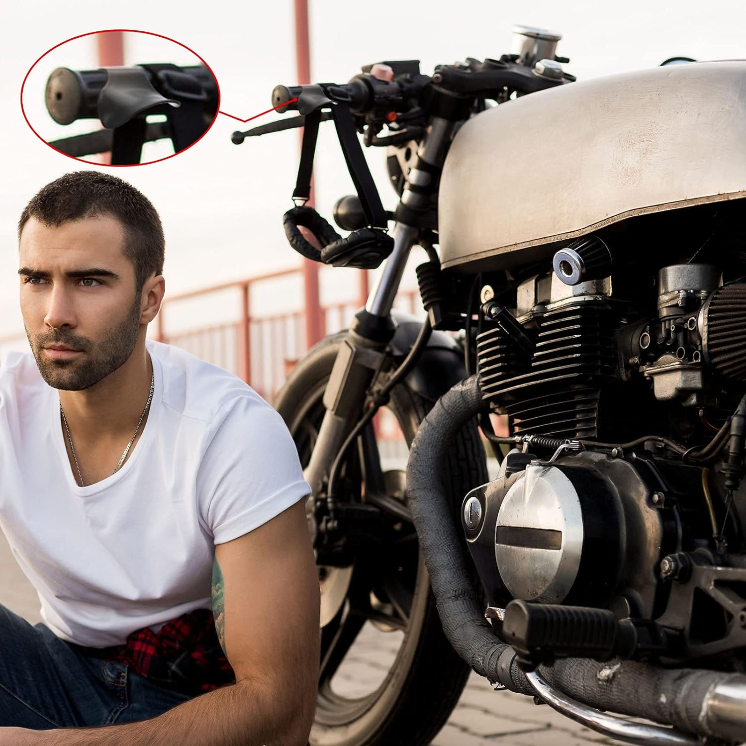 4 Pieces Black Motorcycle Throttle Mounted Motorcycle Throttle Holder Wrist Throttle Assist Rest Control Handlebar Grip Cruise Control Assist for Motorcycles, Scooters, Electric Bike Accessories image number 2